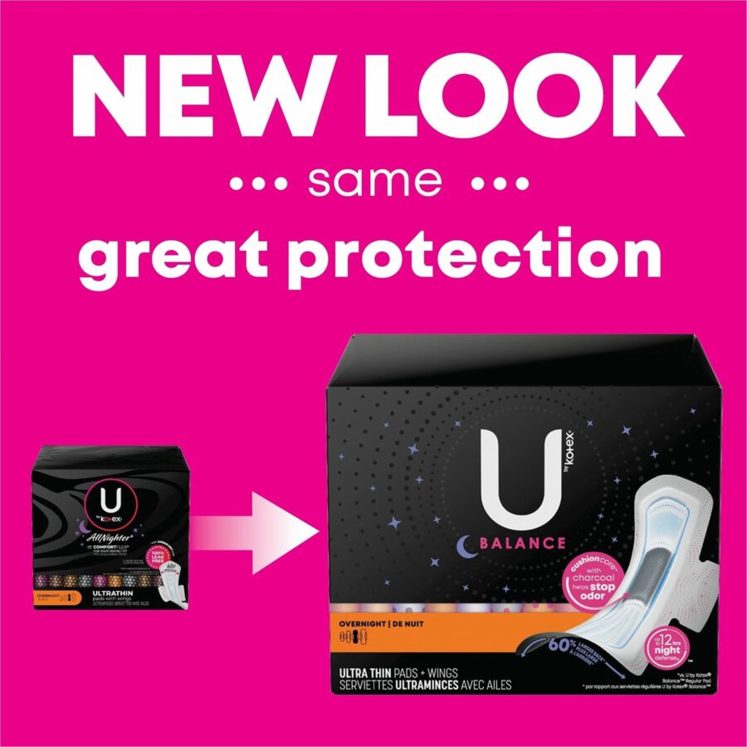 U by Kotex Ultra Thin Overnight Pads - With Wings - Absorbent, Odor-absorbing, Individually Wrapped, Anti-leak - 13/Box - 6 / Carton - Image 5