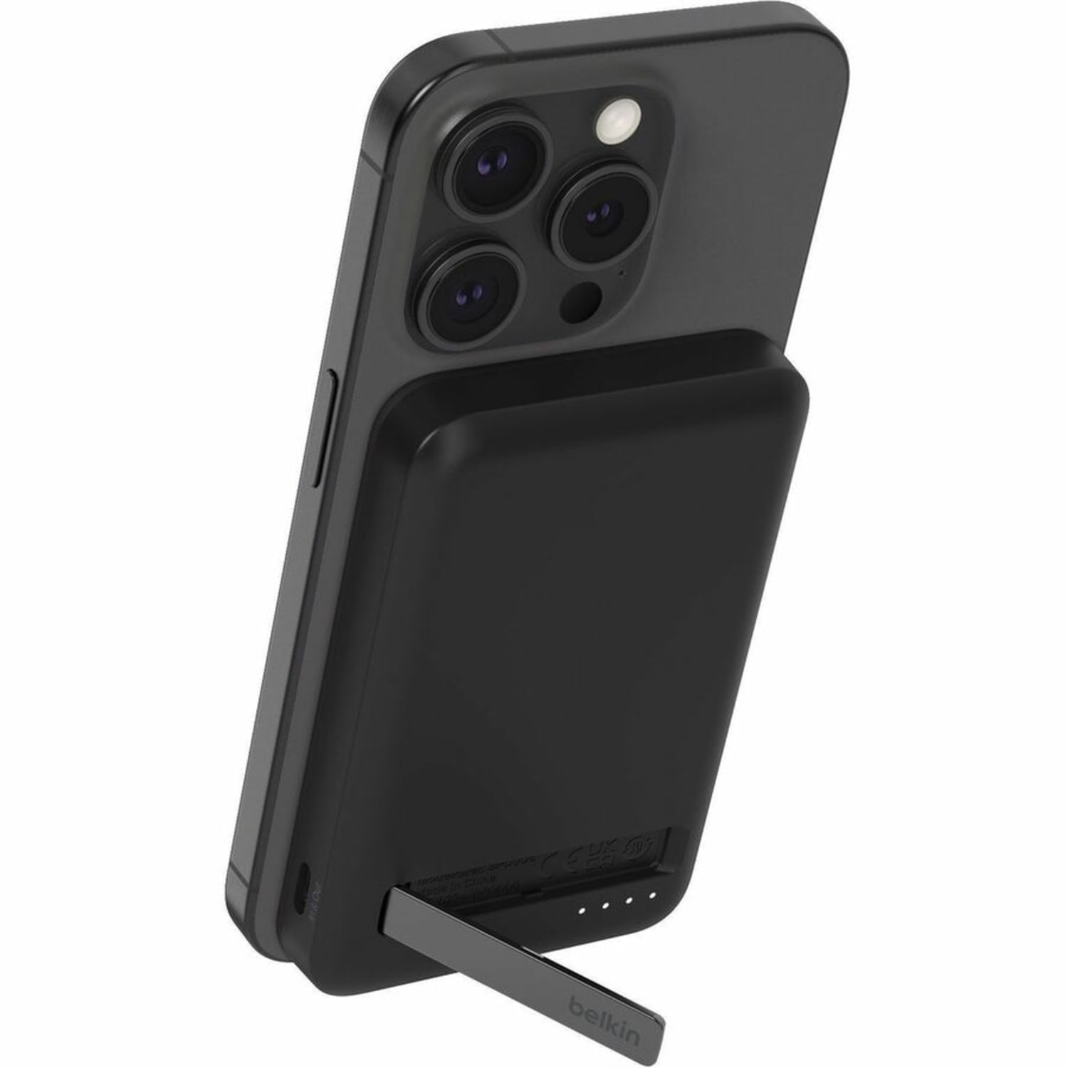 Belkin 15W Wireless Magnetic Power Bank w/ Stand, Qi2 - 5K mAh - 1xUSB-C - Portable Charger - w/ USB-C to USB-C Cable - Black - 5000 mAh - Black - Image 4