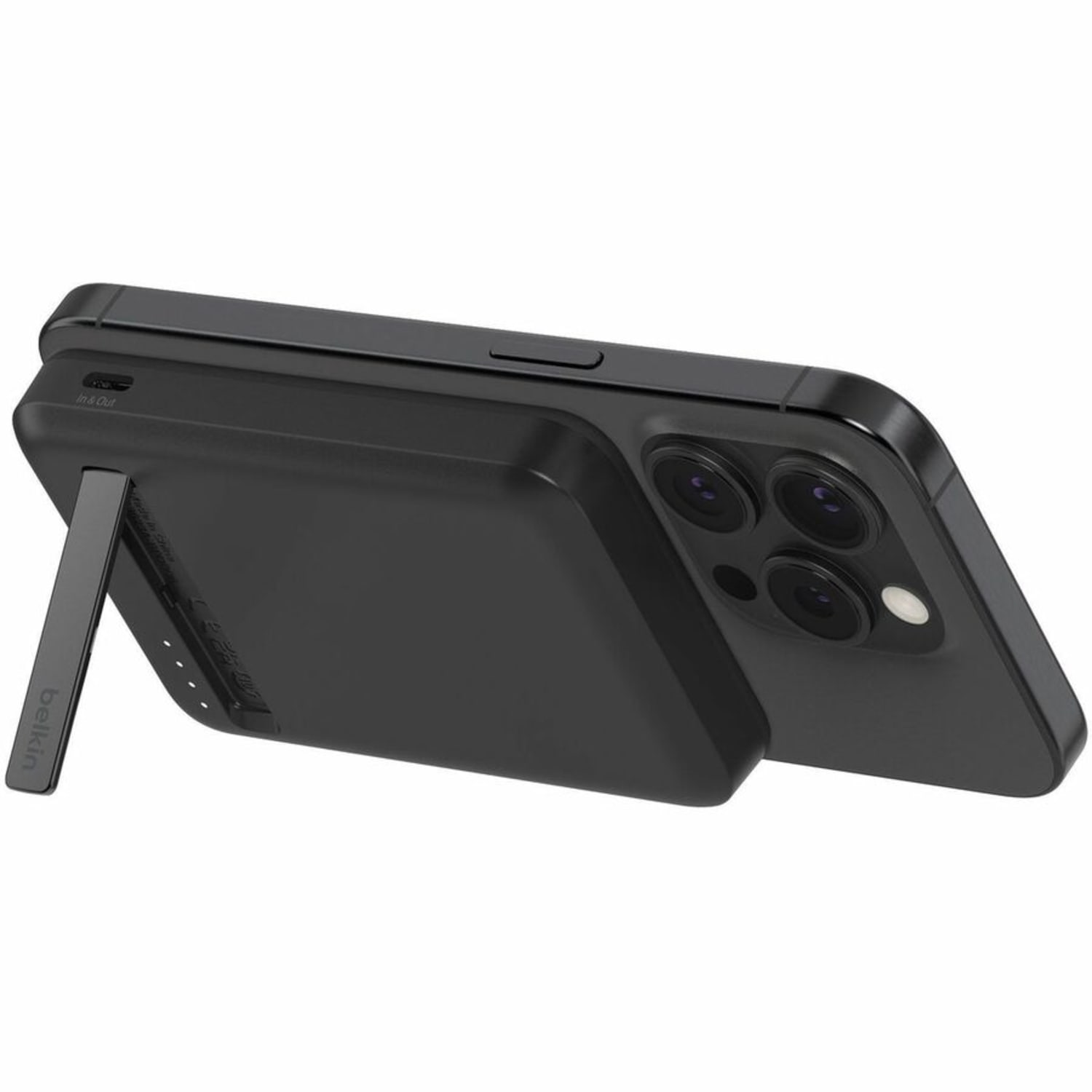 Belkin 15W Wireless Magnetic Power Bank w/ Stand, Qi2 - 5K mAh - 1xUSB-C - Portable Charger - w/ USB-C to USB-C Cable - Black - 5000 mAh - Black - Image 6