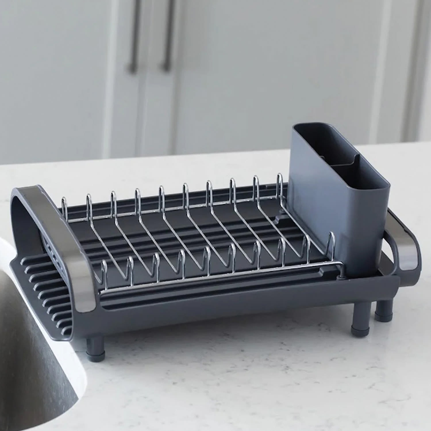 Better Houseware Compact Expanding Dish Rack, 5-1/4inH x 7-3/4inW x 10-3/4inD, Gray - Image 4