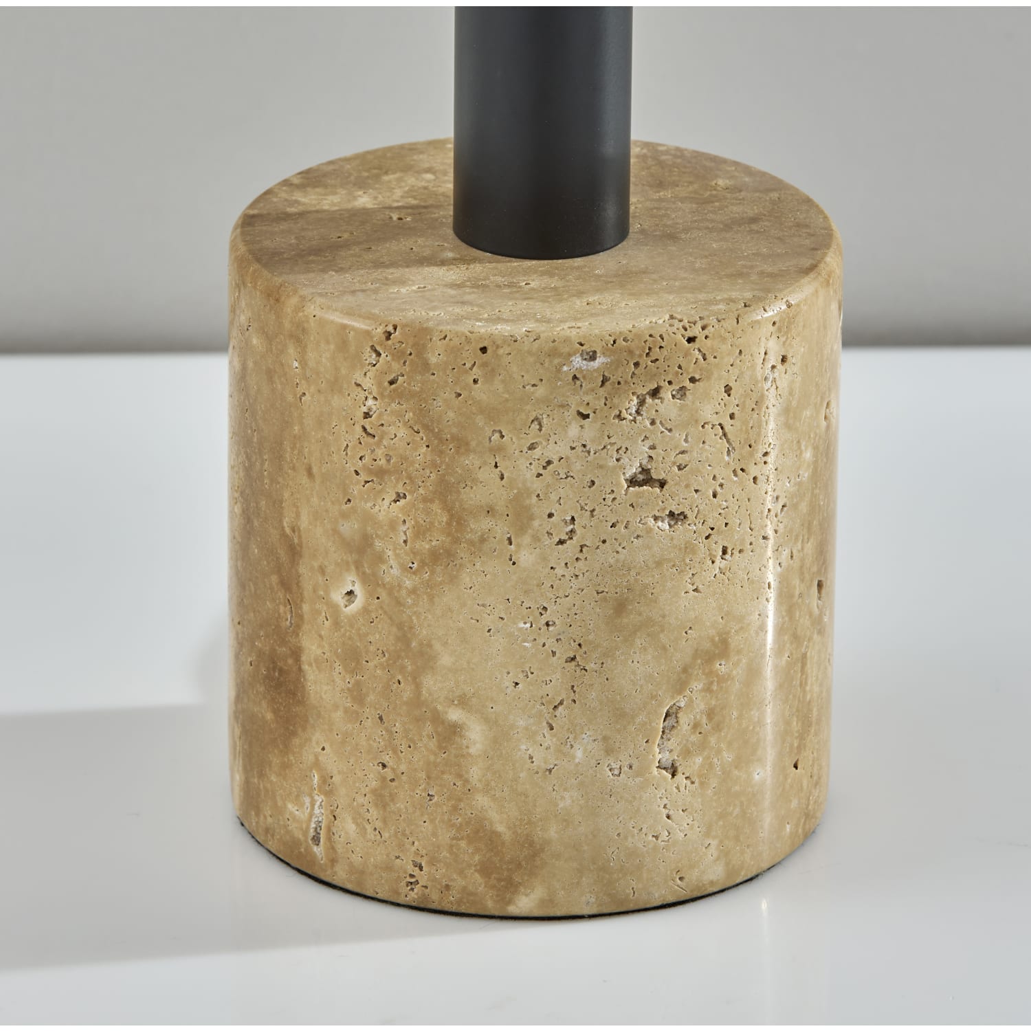 Adesso Stockton 2-Light Table Lamp, 23-1/2inH, White Glosted Glass Shade/Black & Travertine Base - Image 6