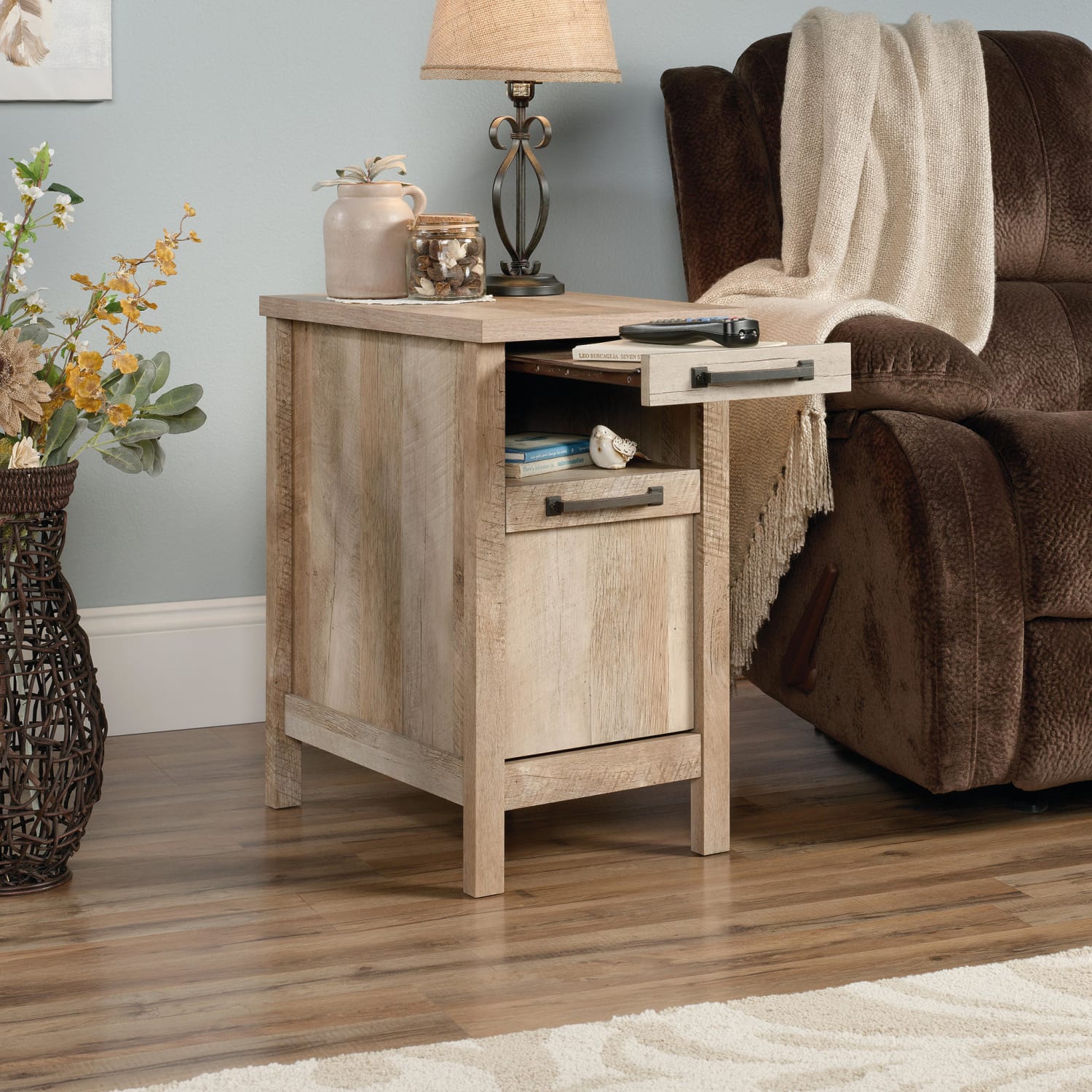 Sauder Cannery Bridge Side Table, Rectangular, Lintel Oak - Image 4