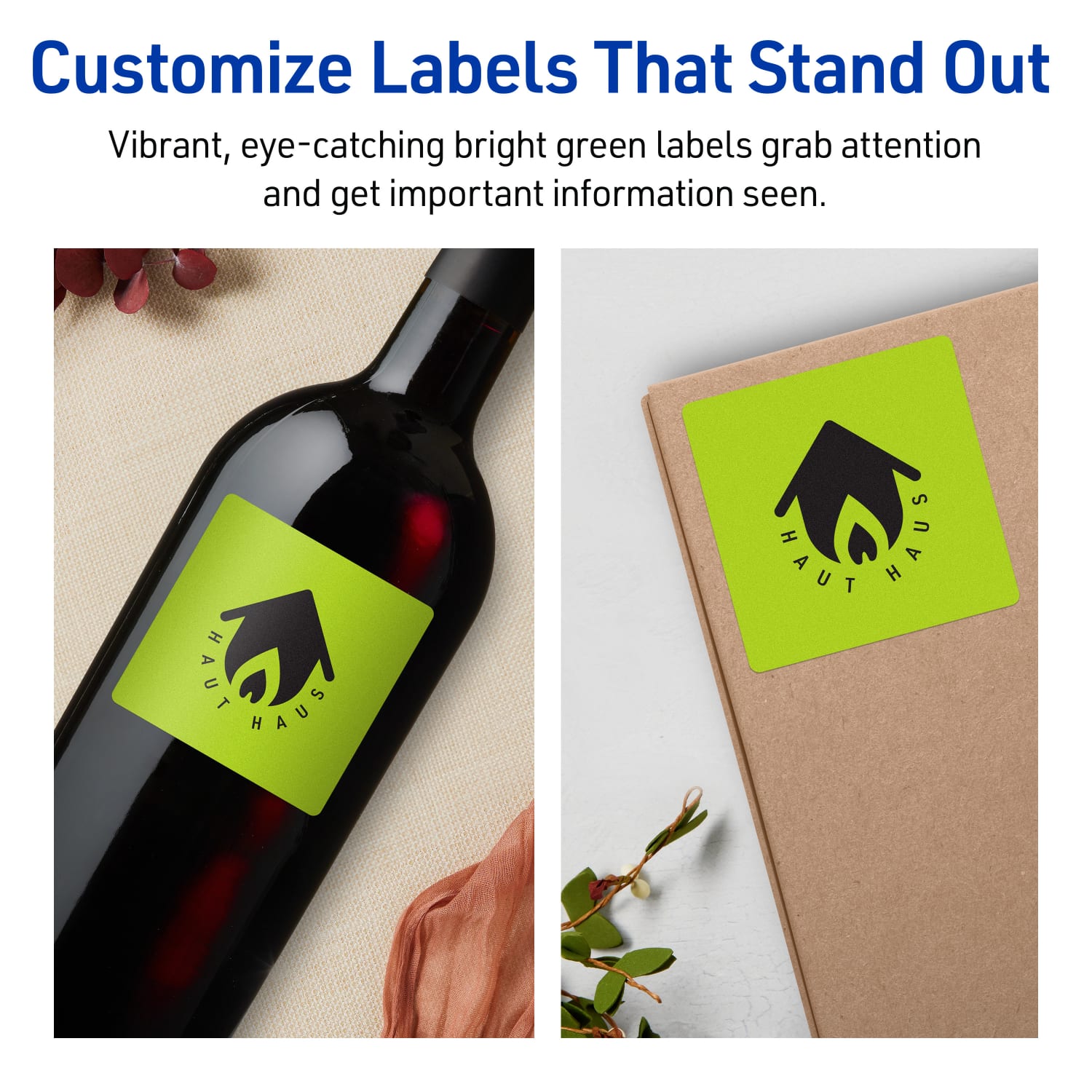 Avery Print-To-The-Edge Labels With Sure Feed Technology And Easy Peel Label Feature, 94101-BGP80, Square, 3in x 3in, Matte Bright Green, Pack of 480 - Image 4