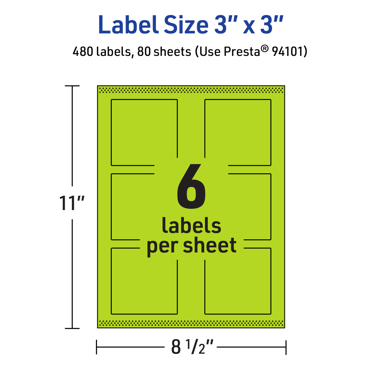 Avery Print-To-The-Edge Labels With Sure Feed Technology And Easy Peel Label Feature, 94101-BGP80, Square, 3in x 3in, Matte Bright Green, Pack of 480 - Image 6