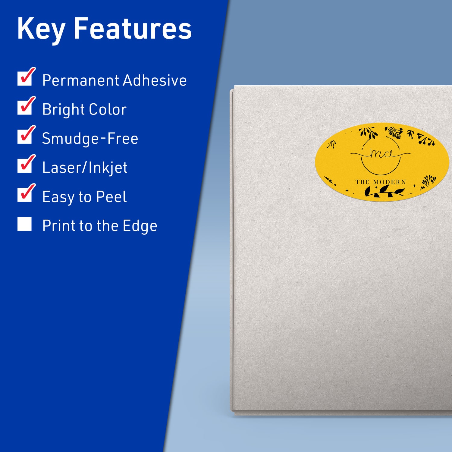Avery Printable Labels With Sure Feed Technology, 94058-BYP80, Oval, 4-1/4in x 2-1/2in, Matte Bright Yellow, Pack of 480 - Image 3
