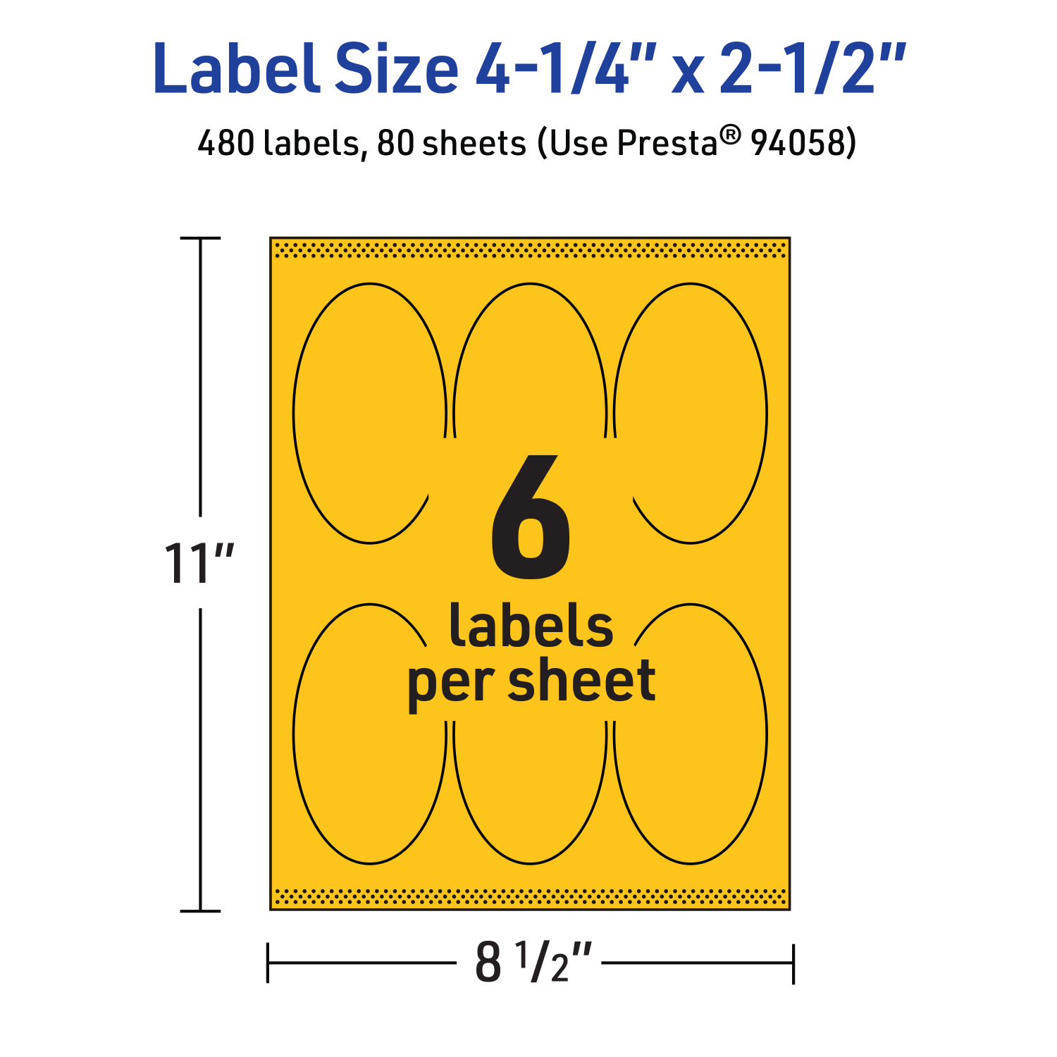 Avery Printable Labels With Sure Feed Technology, 94058-BYP80, Oval, 4-1/4in x 2-1/2in, Matte Bright Yellow, Pack of 480 - Image 6