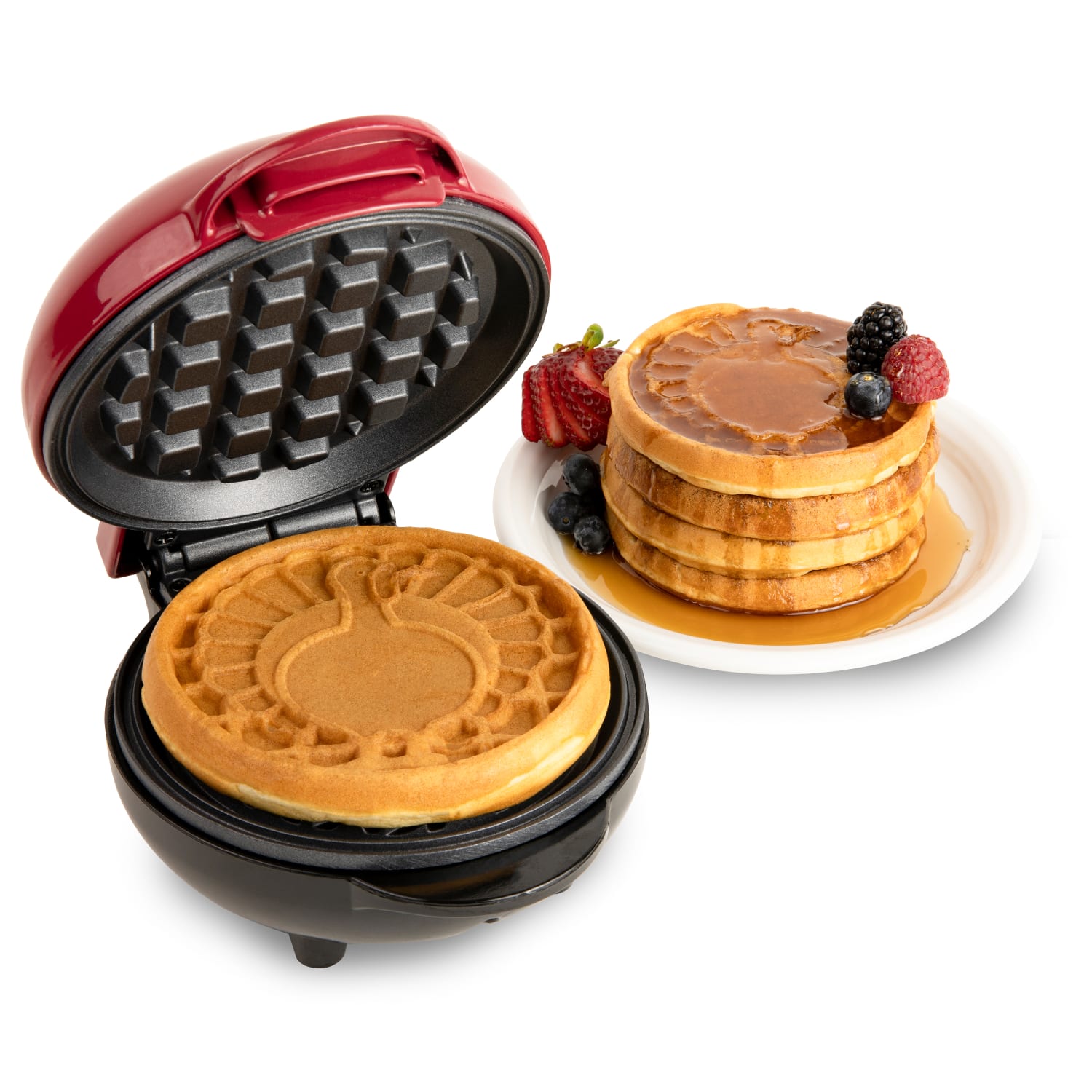 Nostalgia MyMini Personal Electric Waffle Maker, 3-3/4inH x 6-1/2inW x 5-1/4inD, Maroon Turkey - Image 5