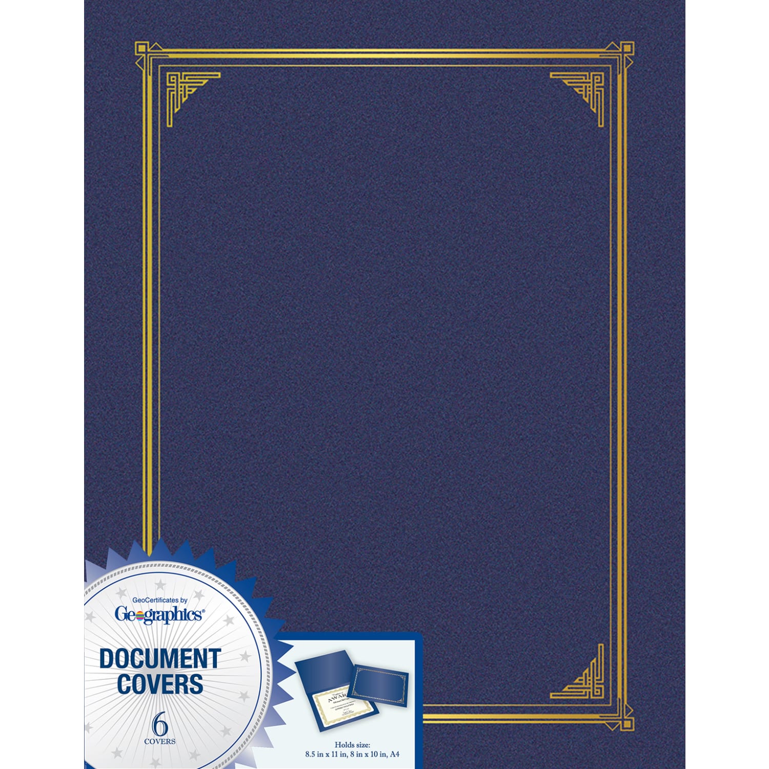Geographics Award Certificate Gold Design Covers, Letter Size (8 1/2in x 11in), 30% Recycled, Metallic Blue, Pack Of 6 - Image 3