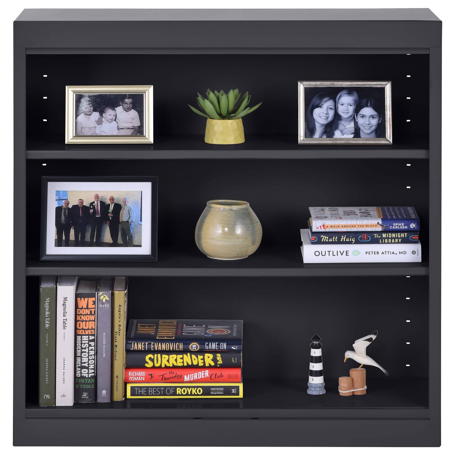 Sandusky 3-Shelf Welded Steel Bookcase, 36inH x 36inW x 12inD, Black - Image 5