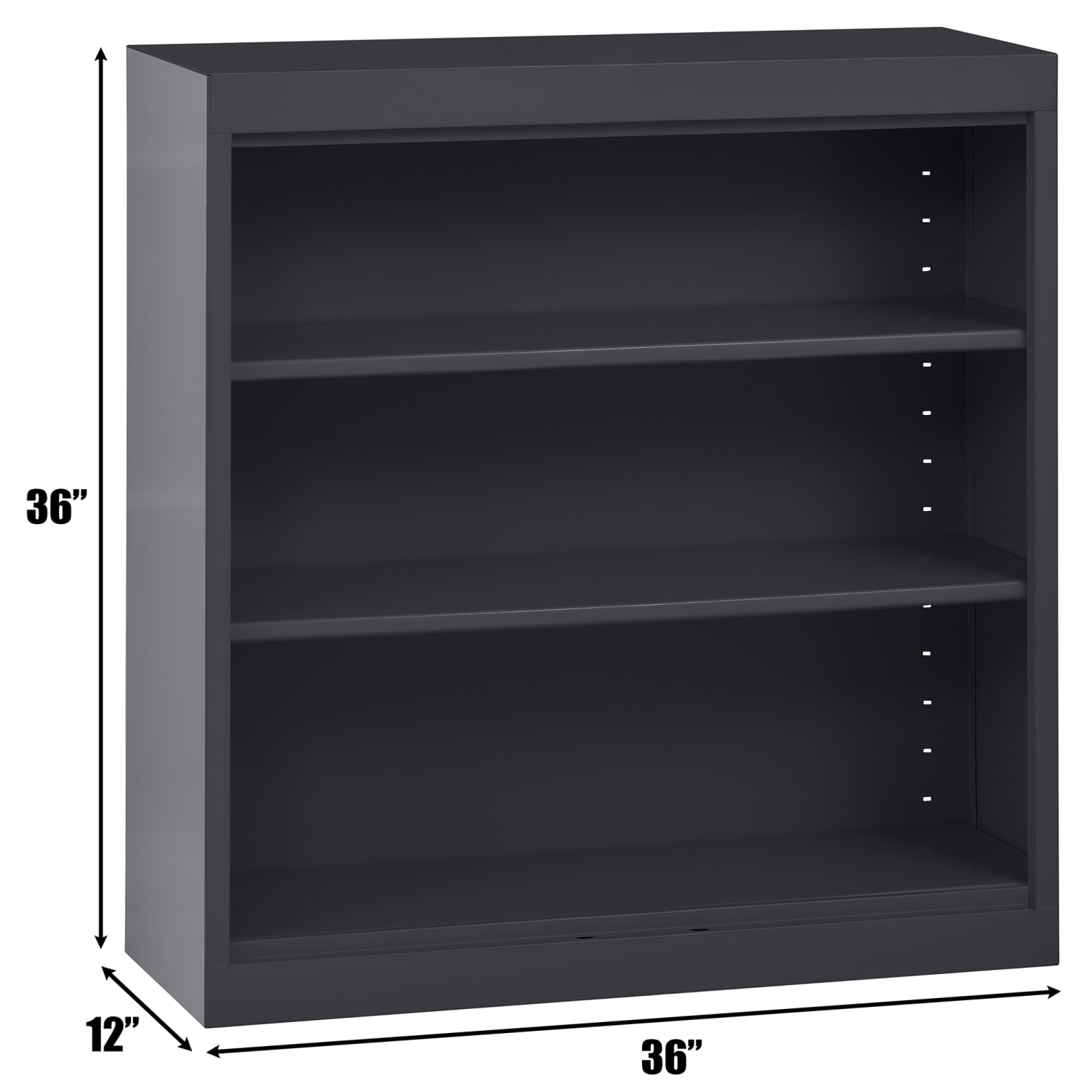 Sandusky 3-Shelf Welded Steel Bookcase, 36inH x 36inW x 12inD, Black - Image 6