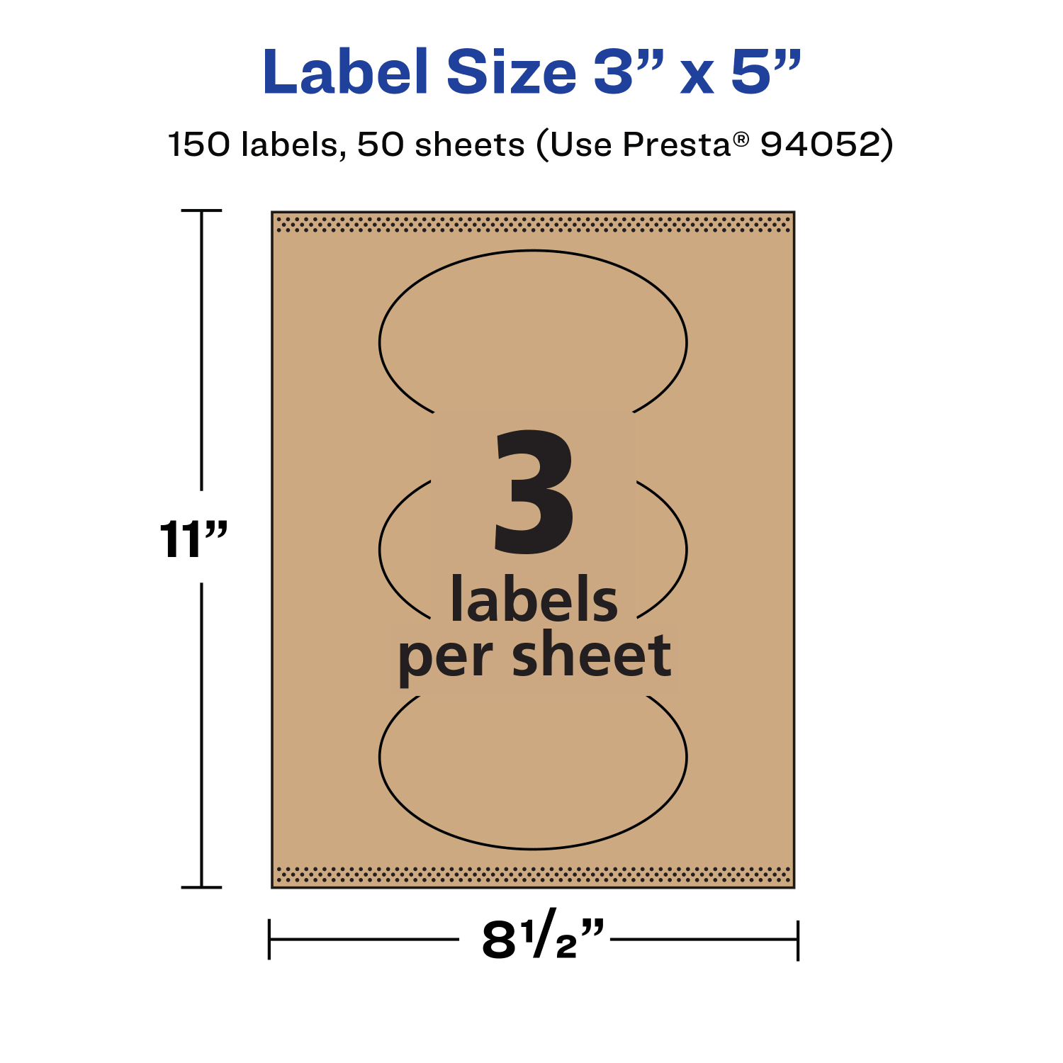 Avery Kraft Permanent Labels With Sure Feed, 94052-KMP50, Oval, 3in x 5in, Brown, Pack Of 150 - Image 6