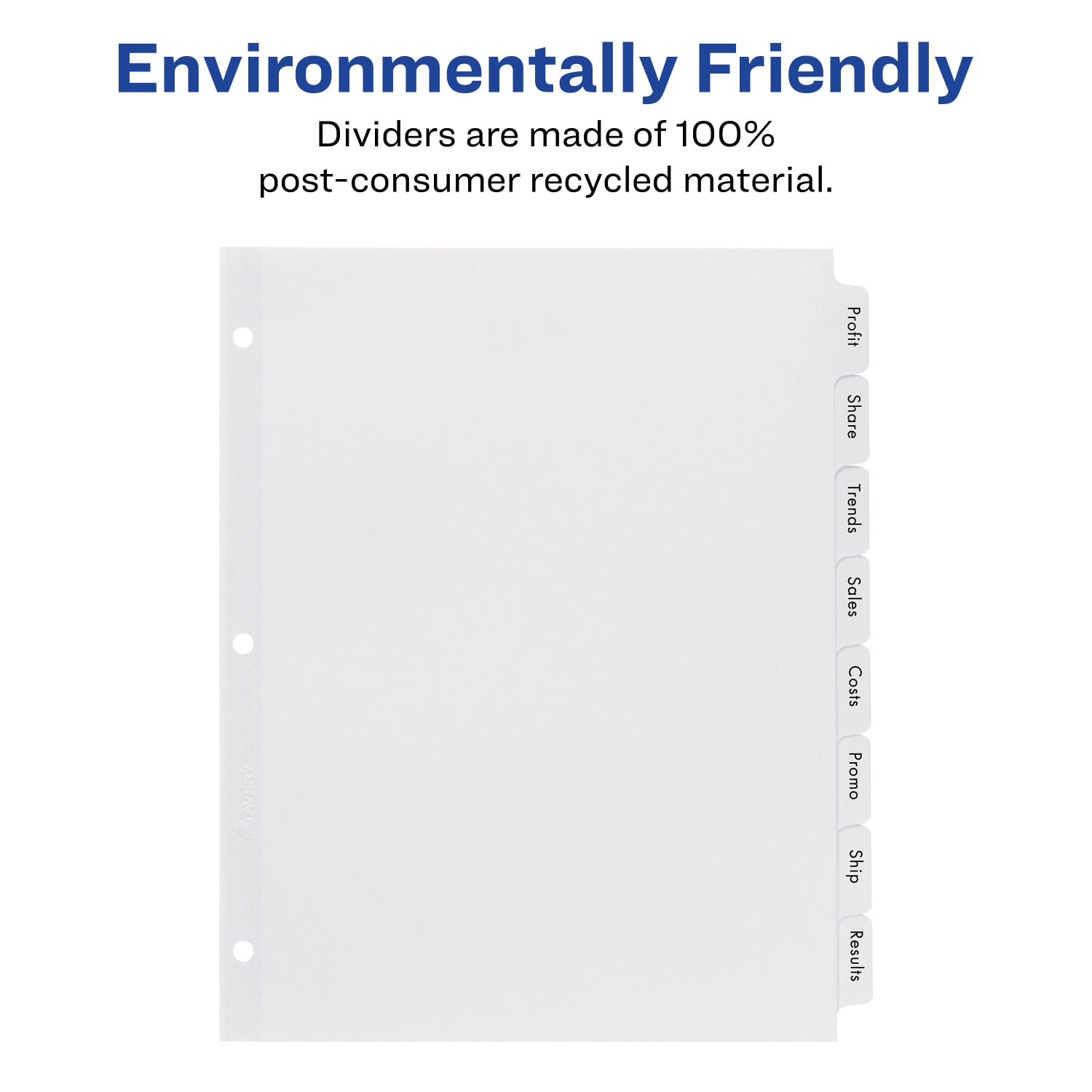Avery EcoFriendly Index Maker Clear Label Dividers, 8 1/2in x 11in, White, 8 Tabs Per Set, 5 Sets Per Pack - Image 6