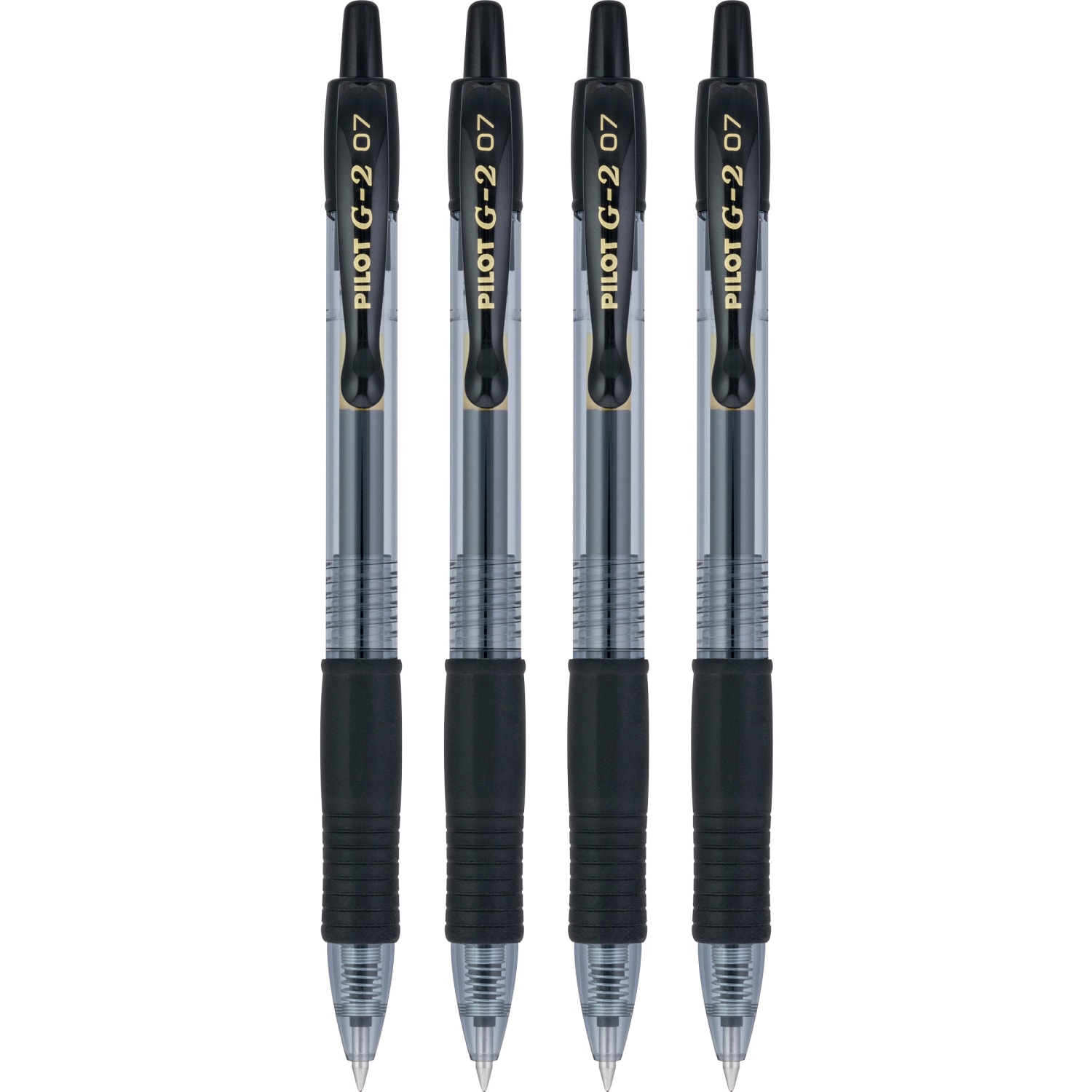 Pilot G2 Retractable Gel Pens, Fine Point, 0.7mm, Clear Barrels, Black Ink, Pack Of 4 Pens - Image 4