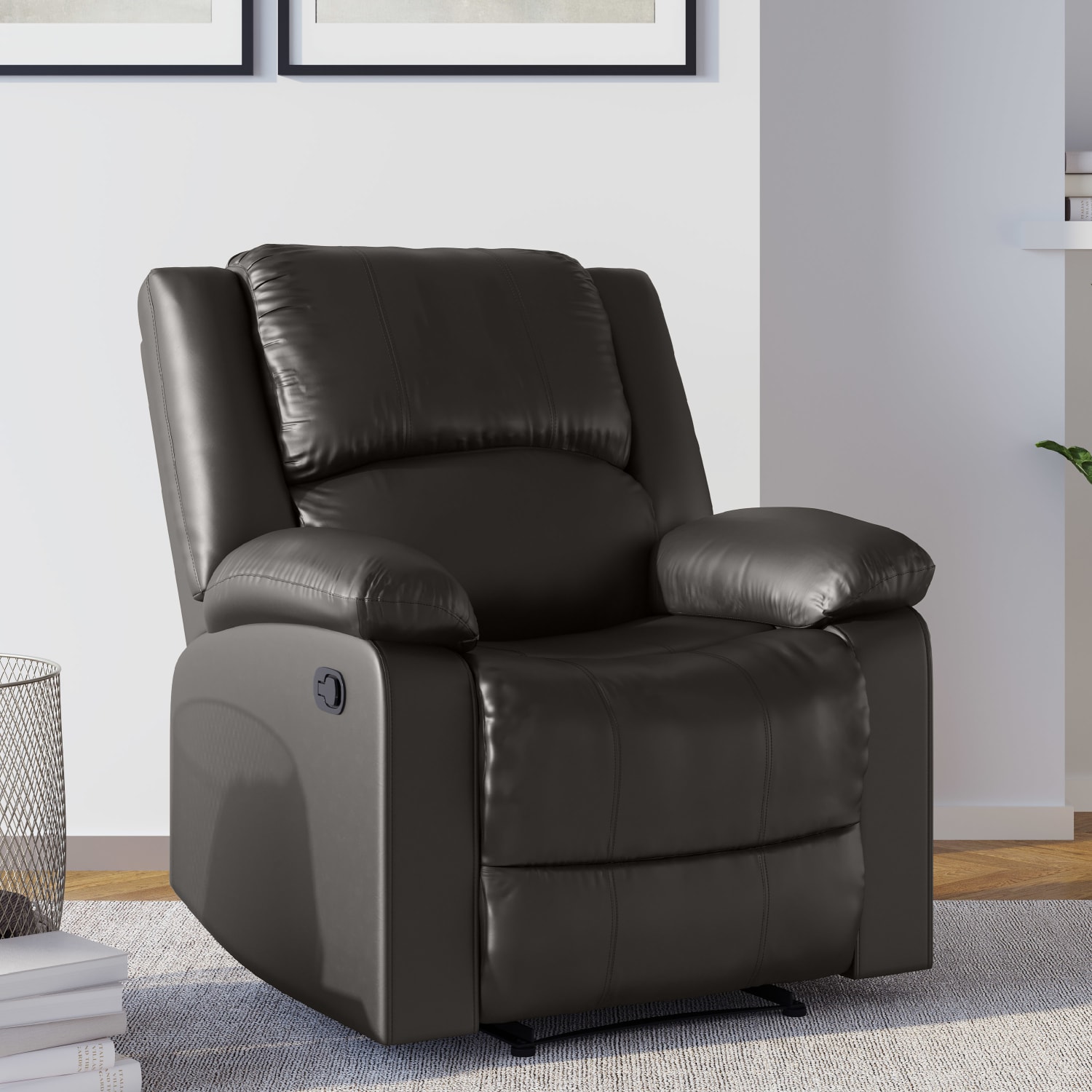 Relax A Lounger Price Faux Leather Manual Recliner, Java - Image 3
