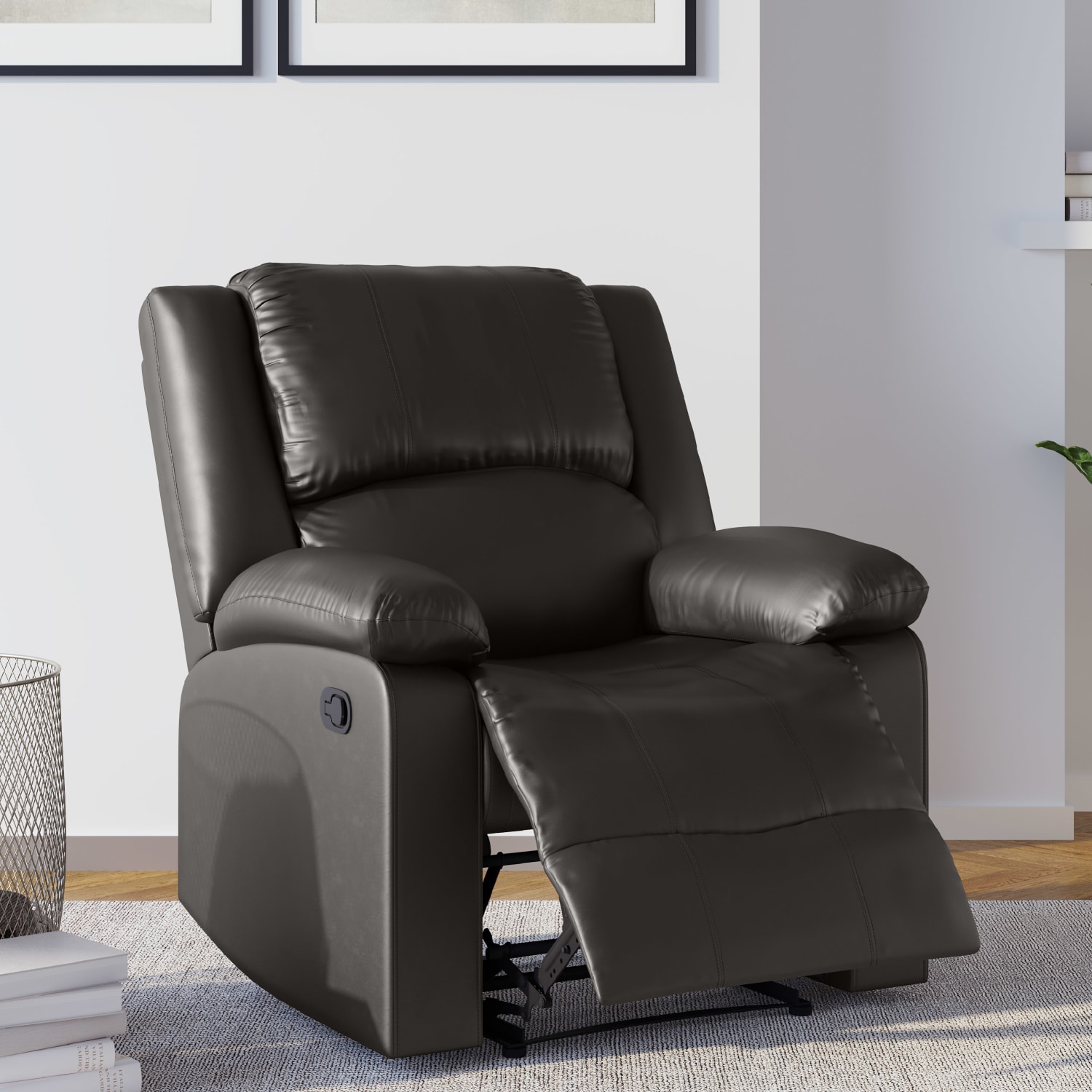 Relax A Lounger Price Faux Leather Manual Recliner, Java - Image 4