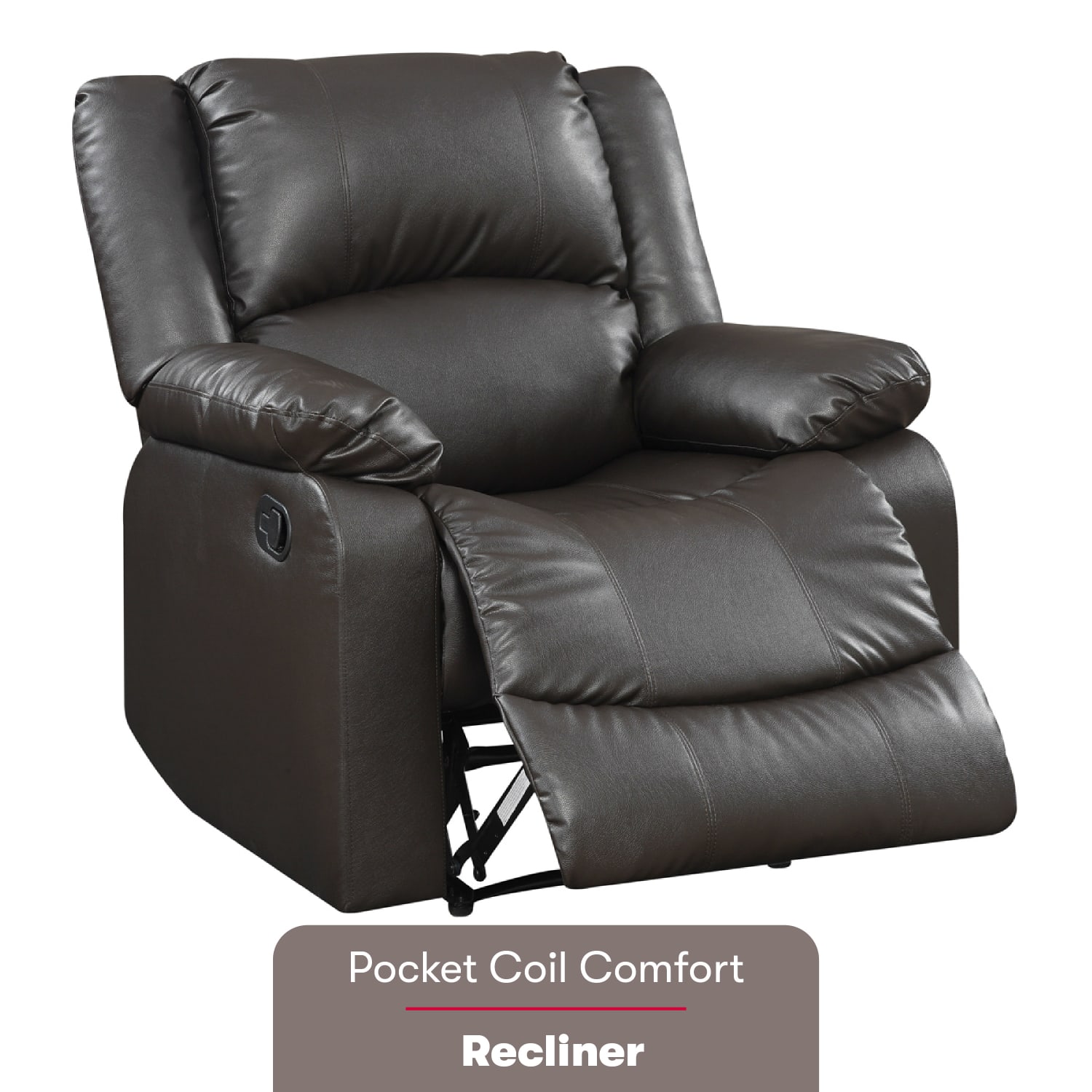 Relax A Lounger Price Faux Leather Manual Recliner, Java - Image 5