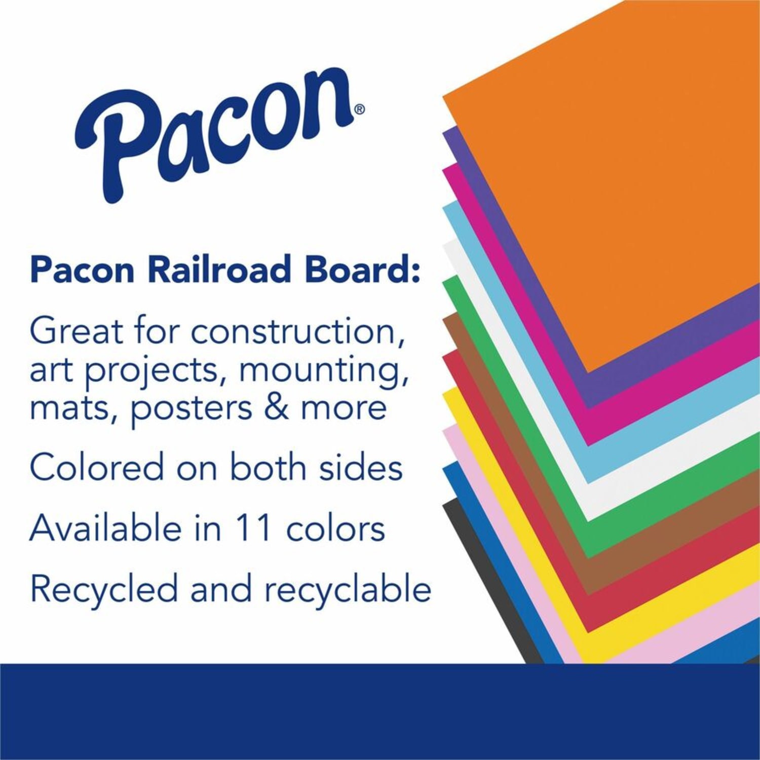 Pacon Peacock 100% Recycled Railroad Board, 22in x 28in, 6-Ply, White, Carton Of 25 Sheets - Image 4