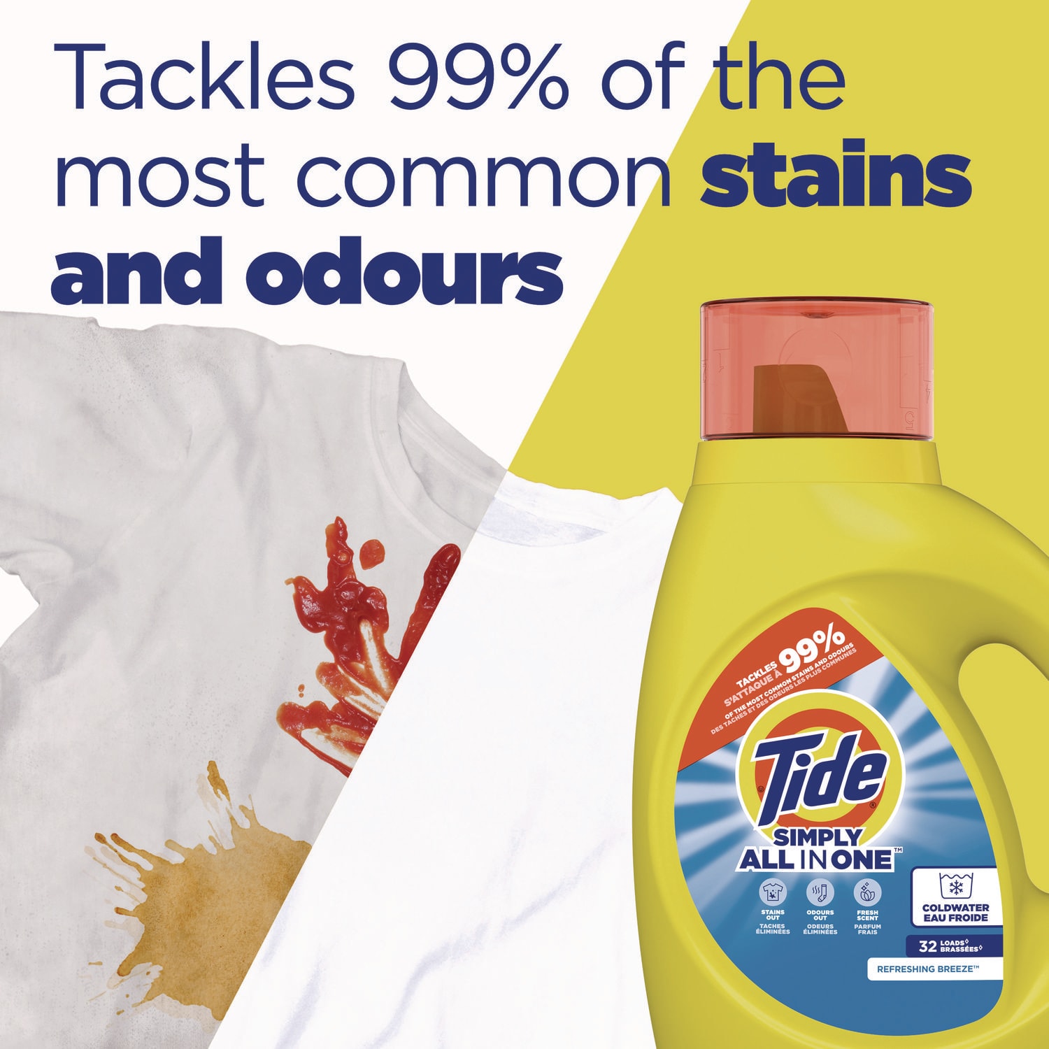 Tide Simply Clean & Fresh Laundry Detergent, Refreshing Breeze, 64 Loads, 84 oz Bottle, 4/Carton - Image 4
