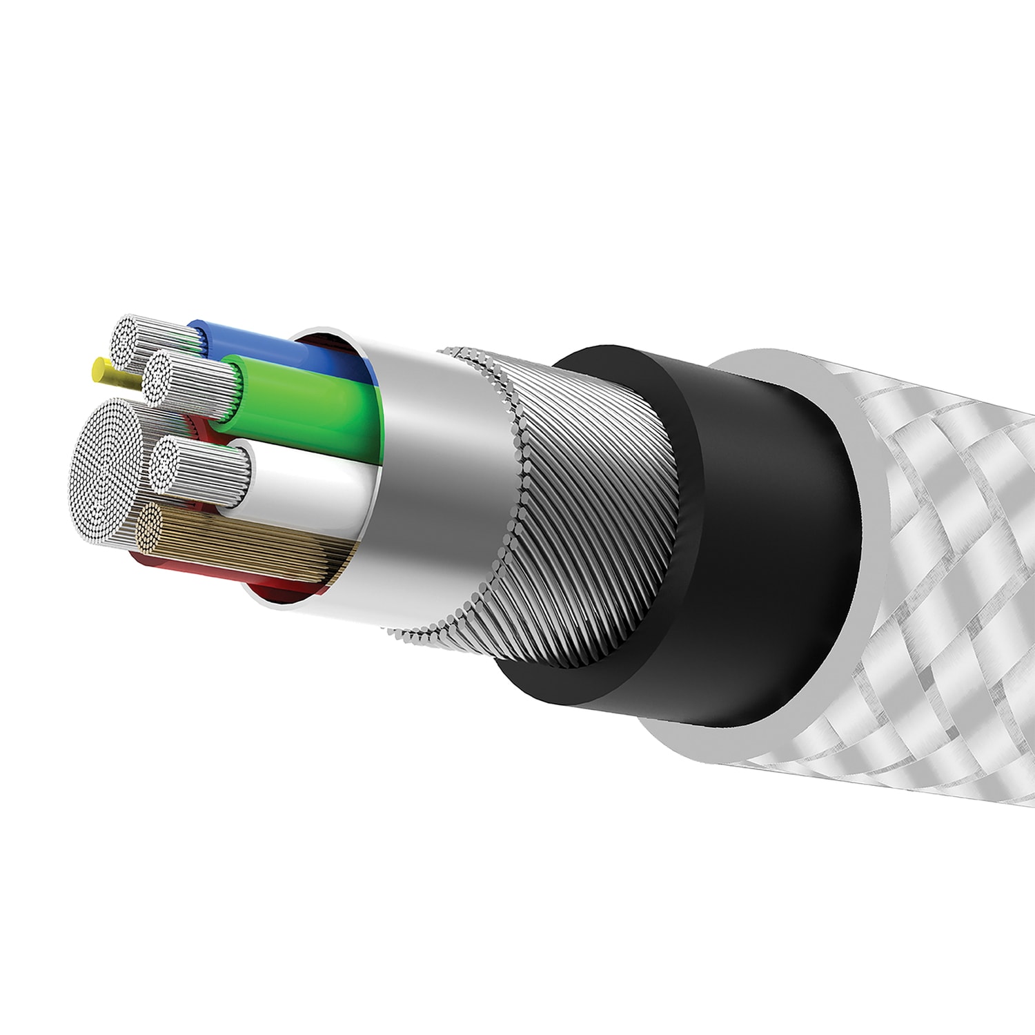 Naztech 6ft Titanium USB-C to USB-C Braided Cable, White - Image 3
