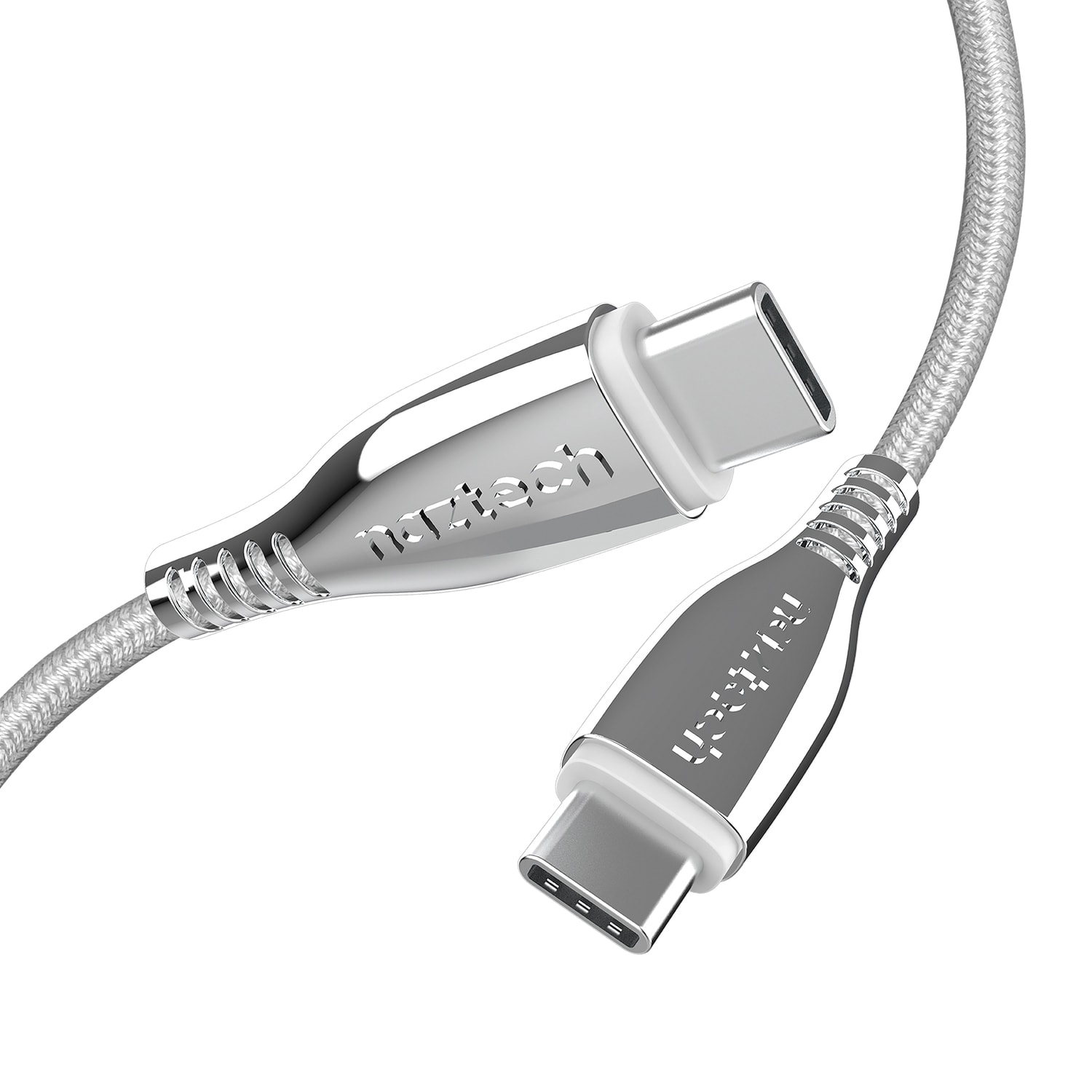 Naztech 6ft Titanium USB-C to USB-C Braided Cable, White - Image 5