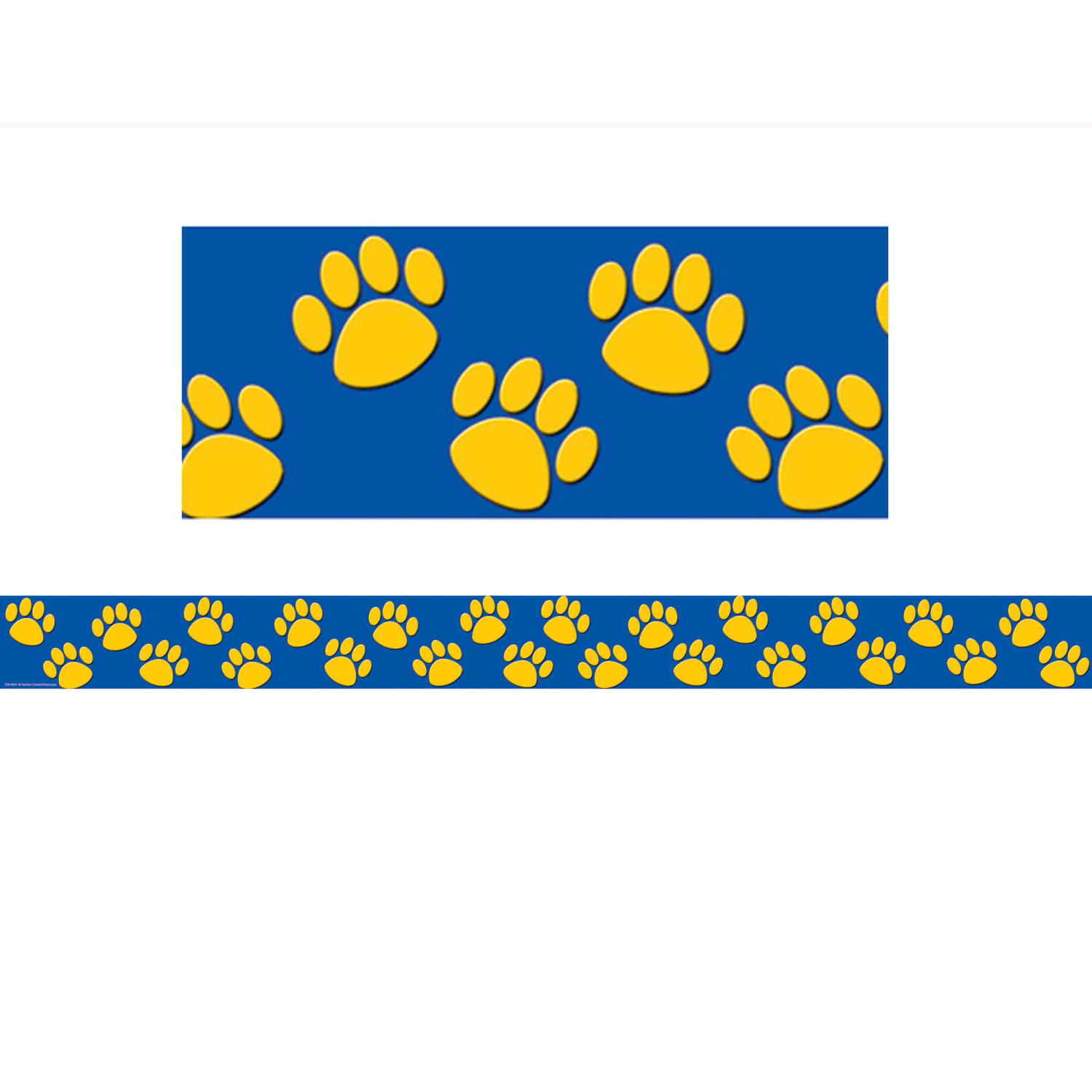 Teacher Created Resources Straight Border Trim, 3in x 35in, Blue/Gold Paw Prints, 12 Pieces Per Pack, Set Of 6 Packs - Image 3