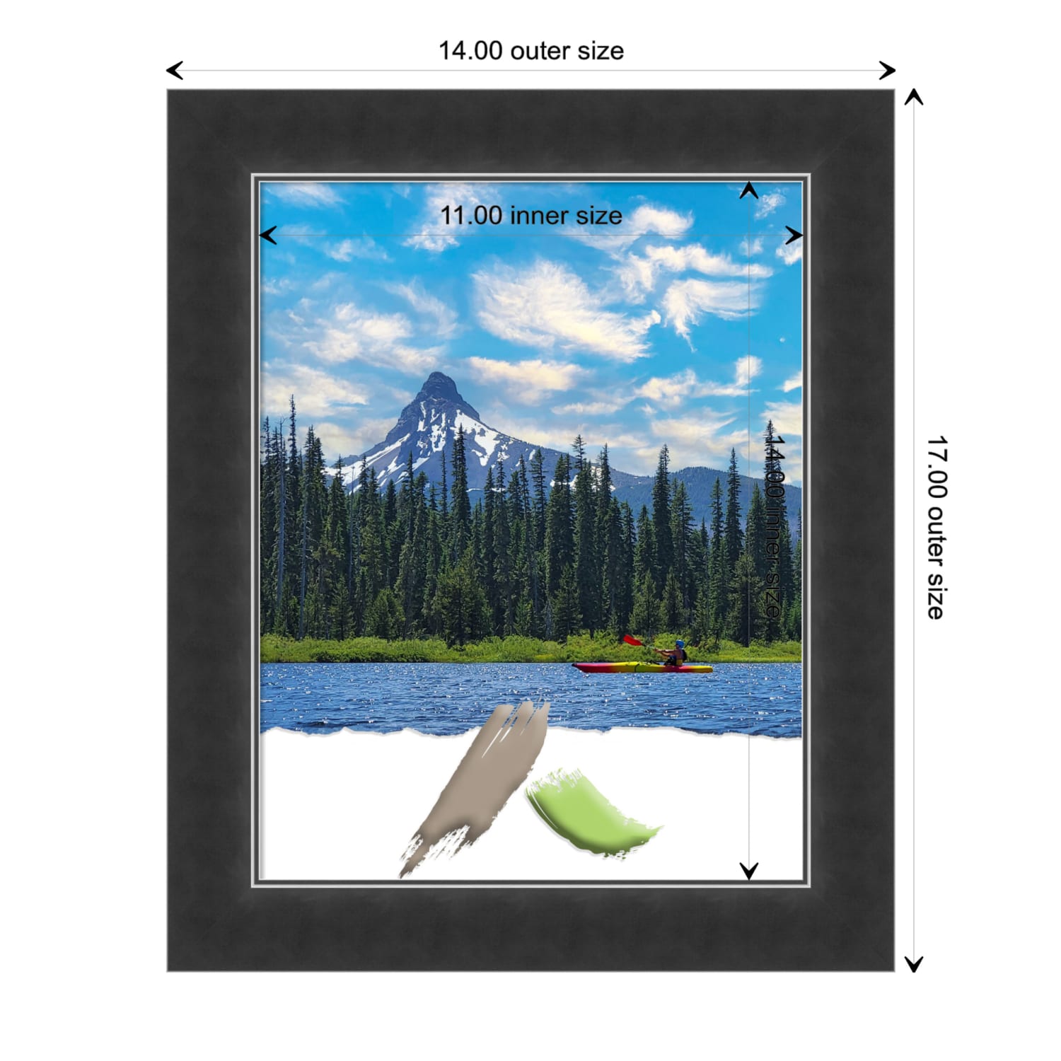 Amanti Art Corvino Narrow Wood Picture Frame, 14in x 17in, Opening Size 18in x 24in, Black - Image 5