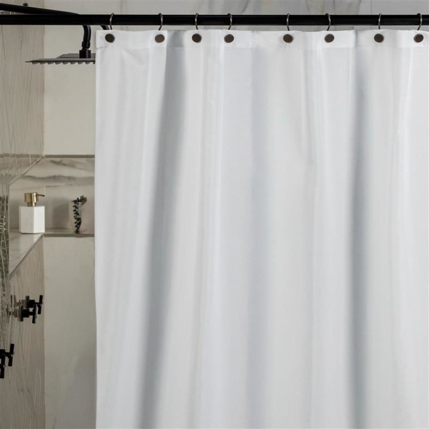 23 Threads Shower Curtain, Textured GRS Polyester, Grommet, White, 72in x 72in, Case of 12