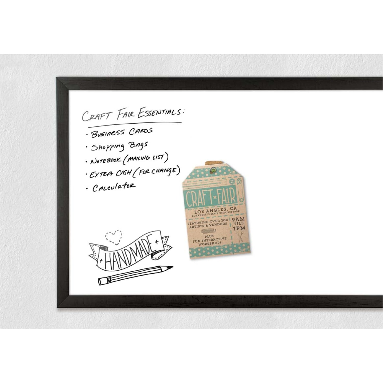 U Brands Magnetic Dry-Erase Board, 48in X 36in, Black Wood Frame, Actual Size 47in X 35in (2893U00-01)