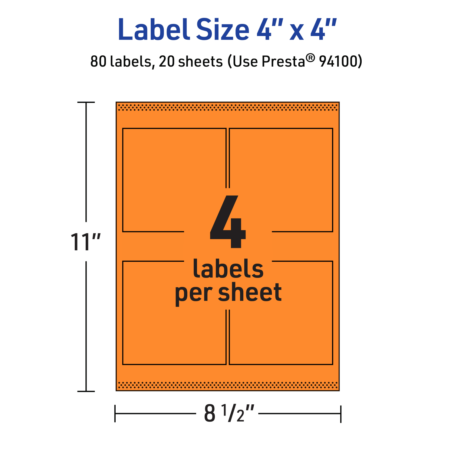 Avery Printable Labels With Sure Feed Technology, 94100-BOP20, Square, 4in x 4in, Matte Bright Orange, Pack of 80 - Image 6