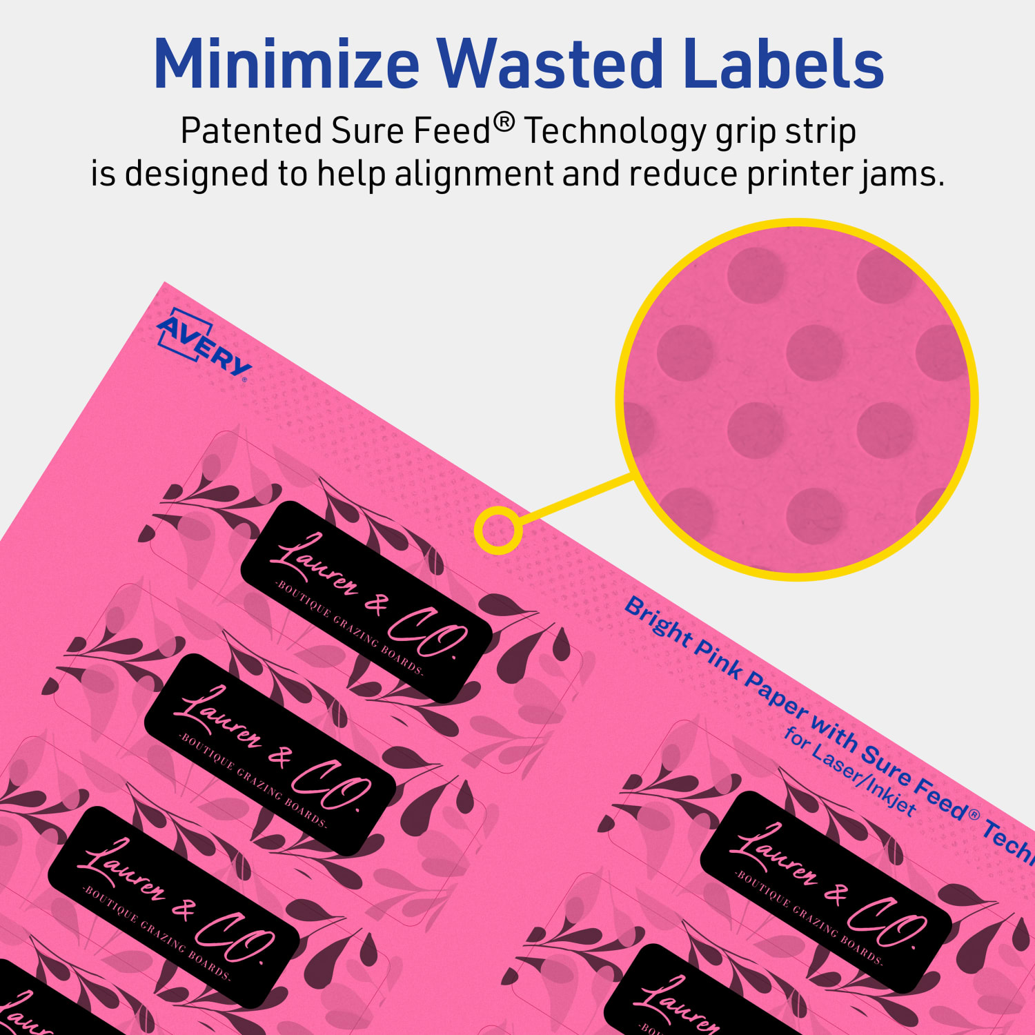 Avery Print-To-The-Edge Labels With Sure Feed Technology And Easy Peel, 94224-BPP80, Rectangle, 1in x 3in, Matte Bright Pink, Pack of 1280 - Image 5