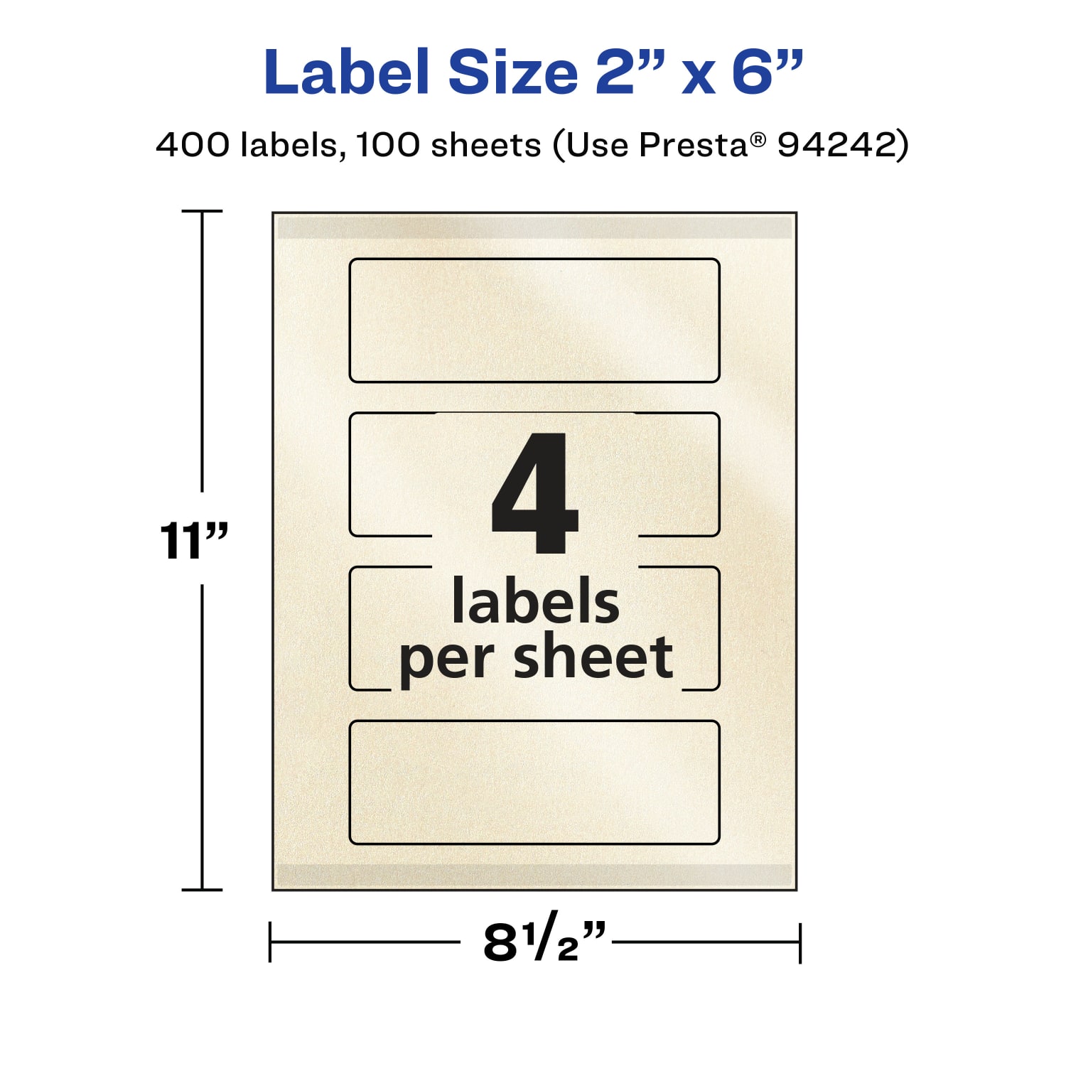 Avery Pearlized Permanent Labels With Sure Feed, 94242-PIP100, Rectangle, 2in x 6in, Ivory, Pack Of 400 Labels - Image 6