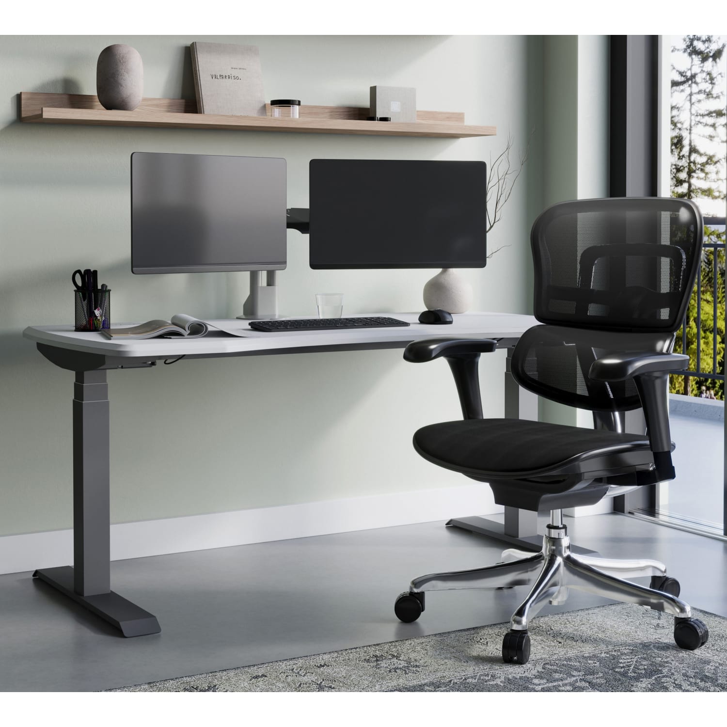 WorkPro 12000 V2 Series Ergonomic Mesh/Fabric High-Back Office Chair, Black/Black, BIFMA Compliant, ERGOFIT2 - Image 9