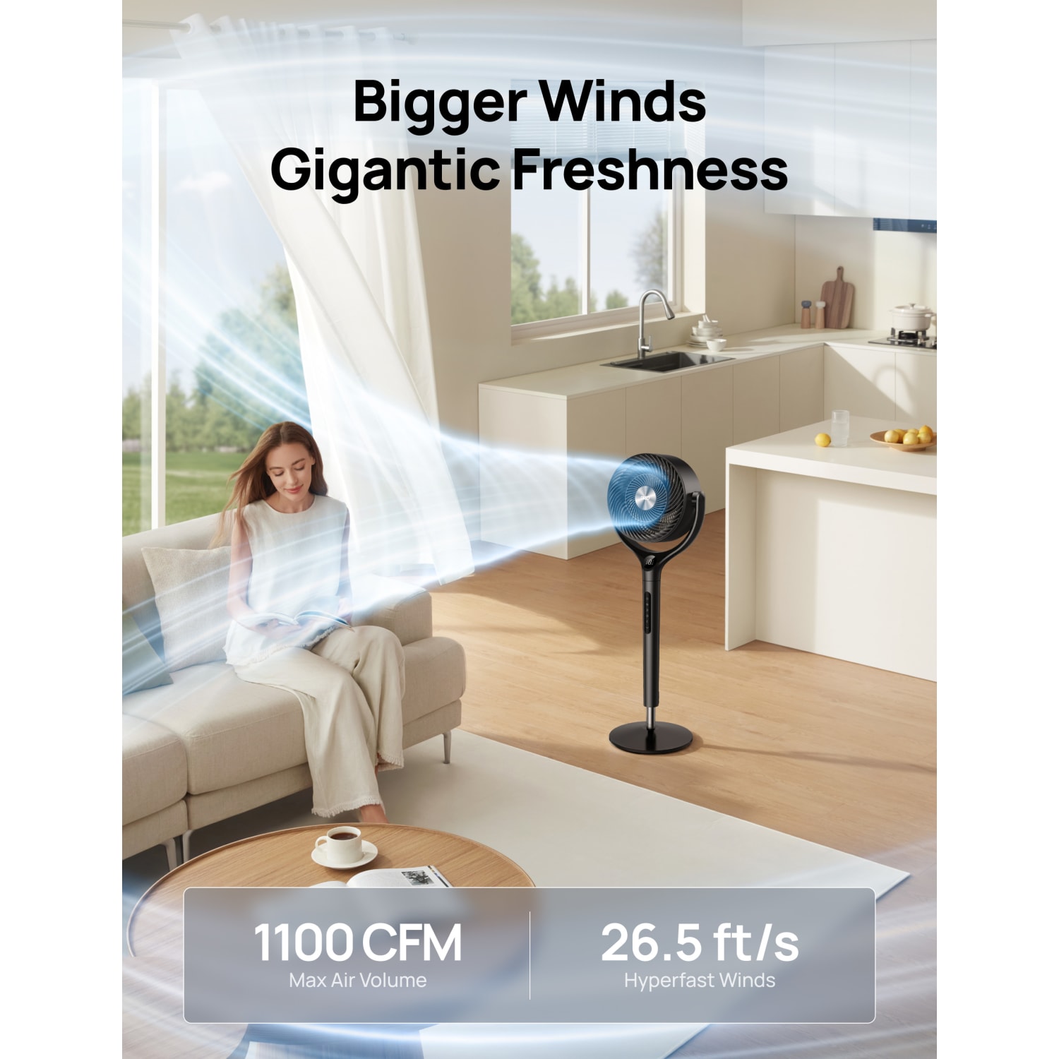 Dreo 9in Air Circulator Pedestal Floor Fan, Black, Total Qty 1, DRHPF022 - Image 5