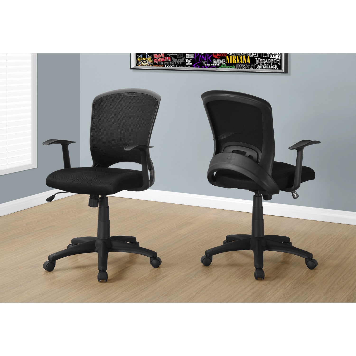 Monarch Specialties Presley Ergonomic Faux Leather Mid-Back Office Chair, Black - Image 3