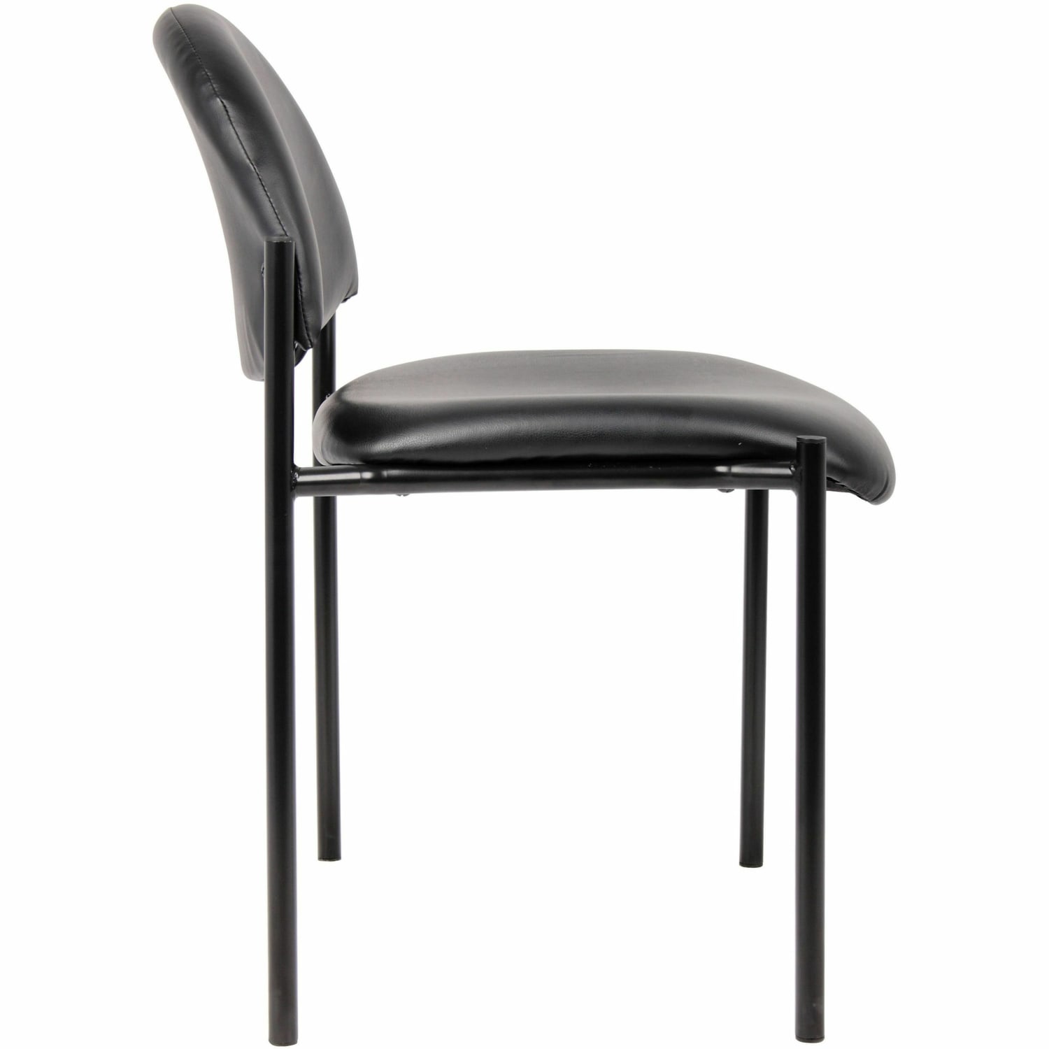 Lorell Reception Guest Chair - Vinyl Back Material - Tubular Steel Frame Material - Four-legged Base - Black - 1 Each - Image 4