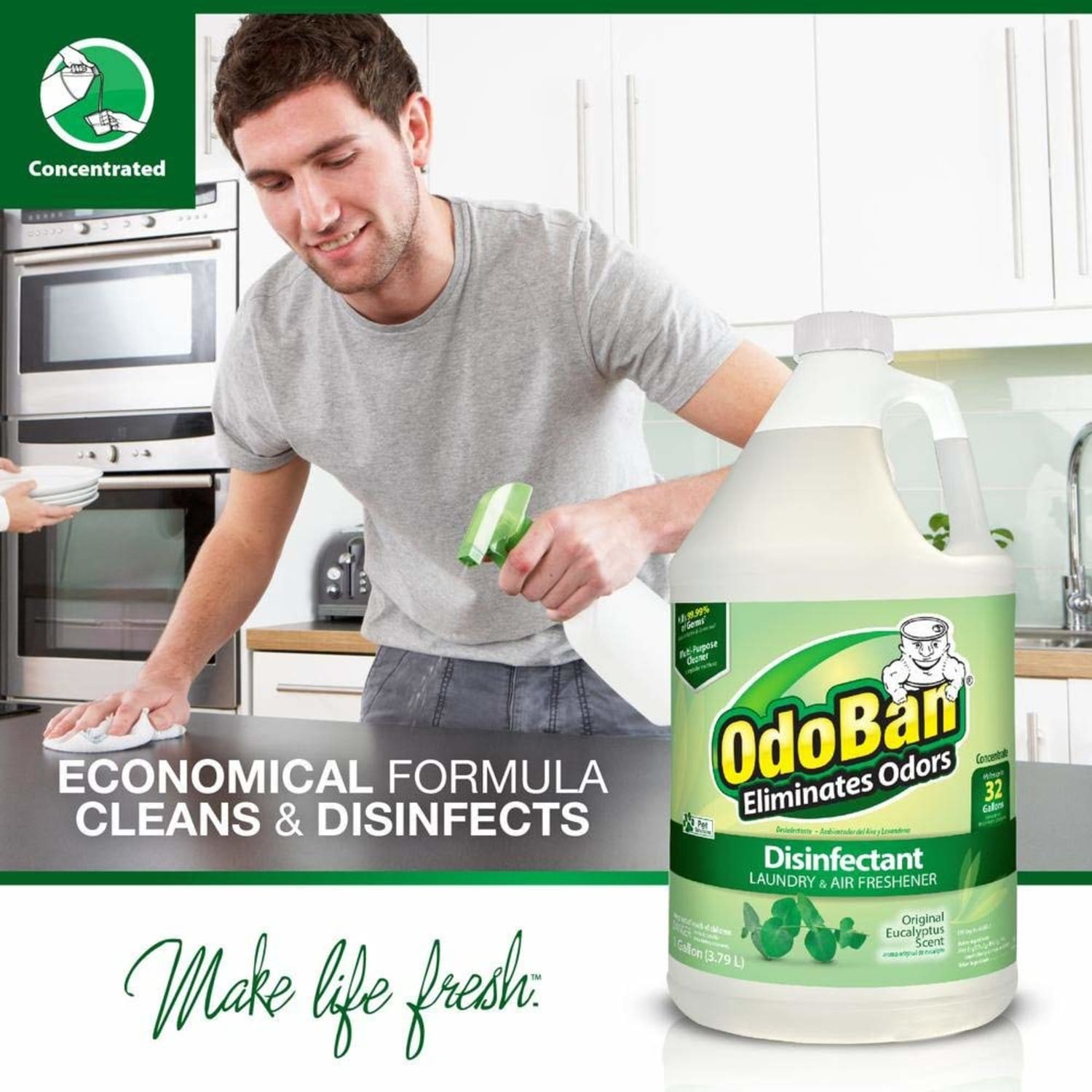 OdoBan Odor Eliminator Disinfectant Spray, Original Eucalyptus And Lavender Scent, 32 Oz Bottle, Case Of 6 - Image 4