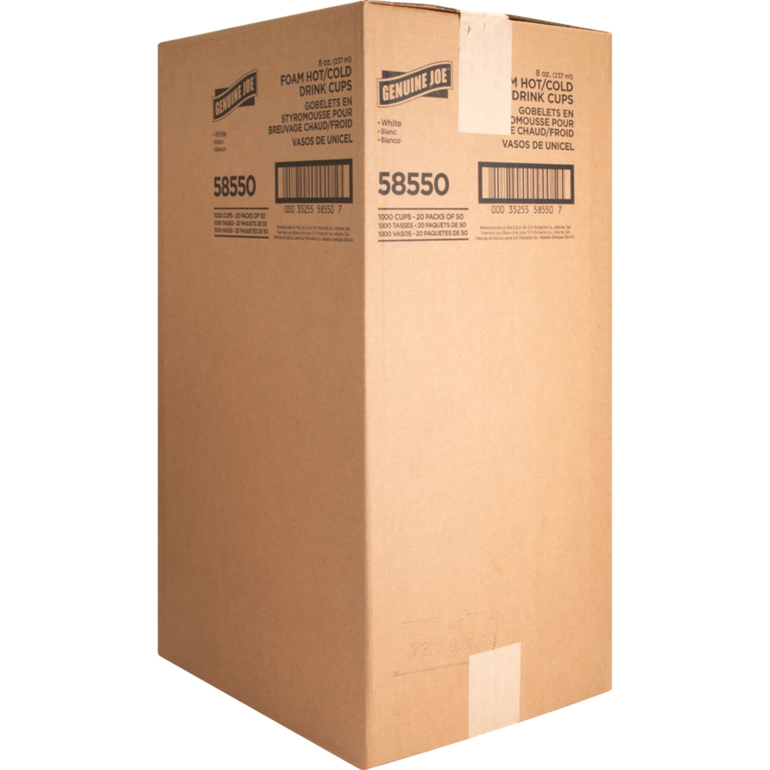 Genuine Joe Hot/Cold Foam Cups, 8 Oz, White, Carton Of 1,000 Cups - Image 4