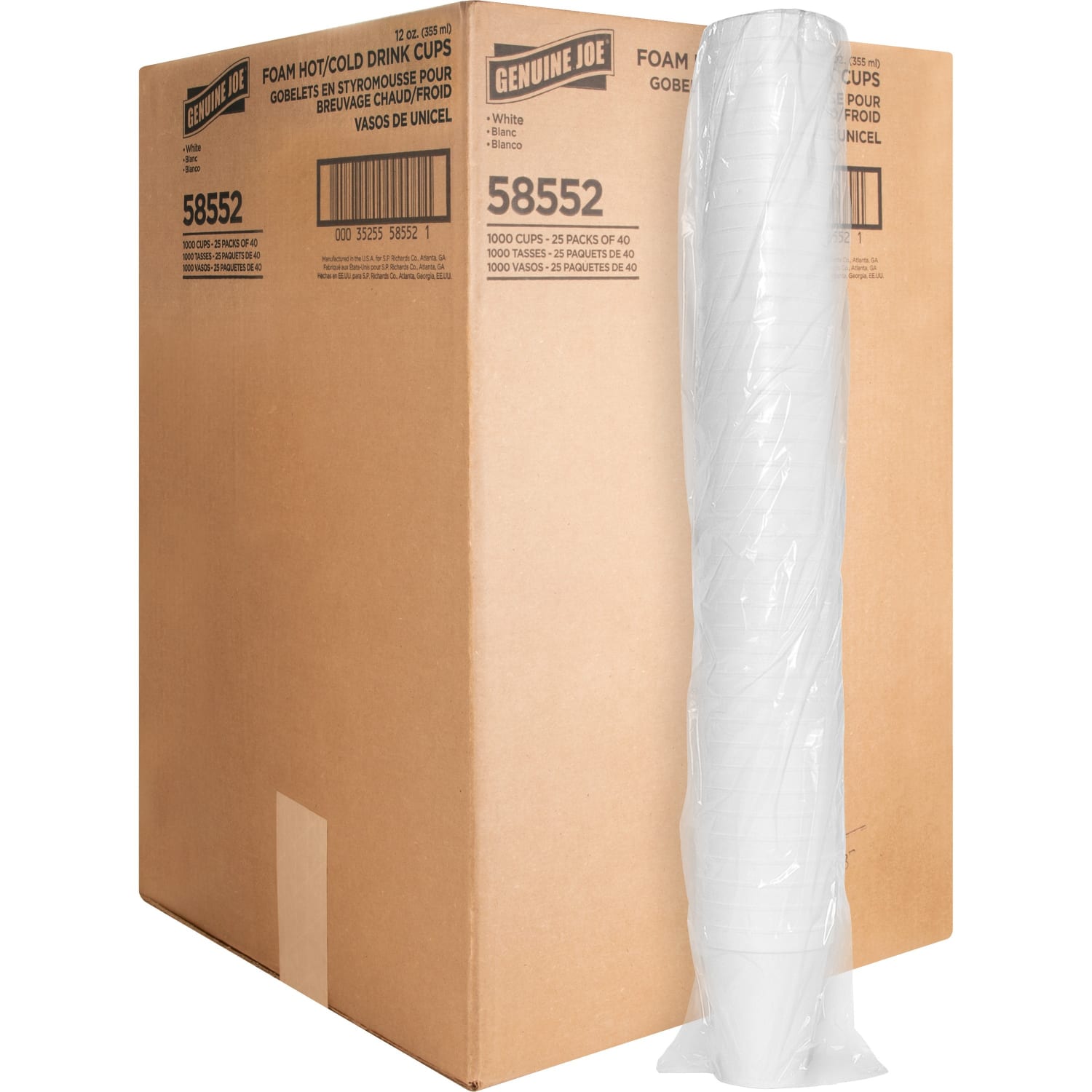 Genuine Joe Hot/Cold Foam Cups, 12 Oz., Carton Of 1000 - Image 3