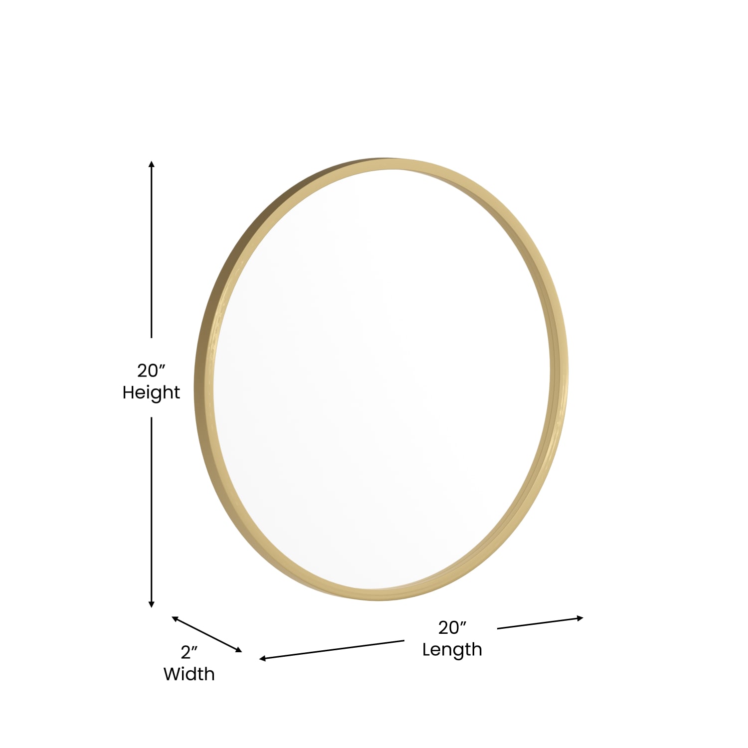 Flash Furniture Julianne Round Metal-Framed Wall Mirror, 20inH x 20inW x 3/4inD, Gold - Image 6