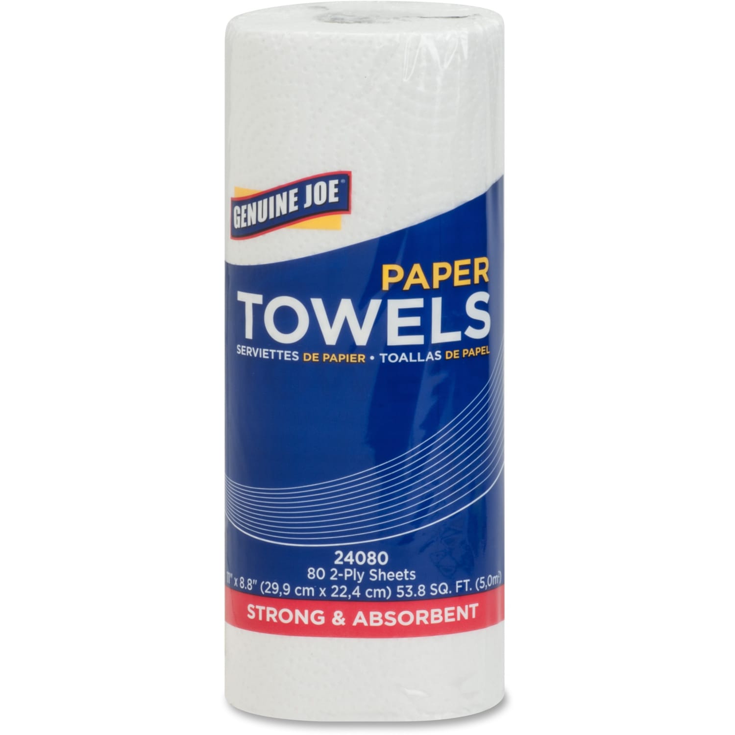 Genuine Joe 2-Ply Household Paper Towels, 100% Recycled, 80 Sheets Per Roll, Pack Of 30 Rolls - Image 3