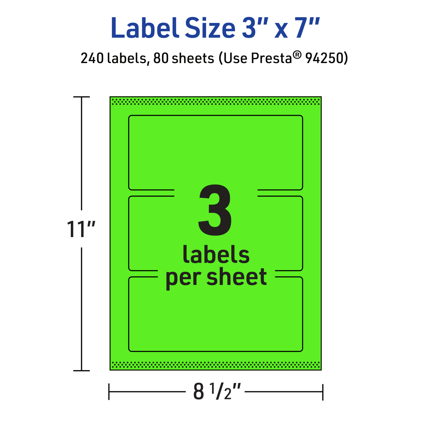 Avery Print-To-The-Edge Labels With Sure Feed Technology, 94250-NGP80, Rectangle, 3in x 7in, Matte Neon Green, Pack of 240 - Image 6