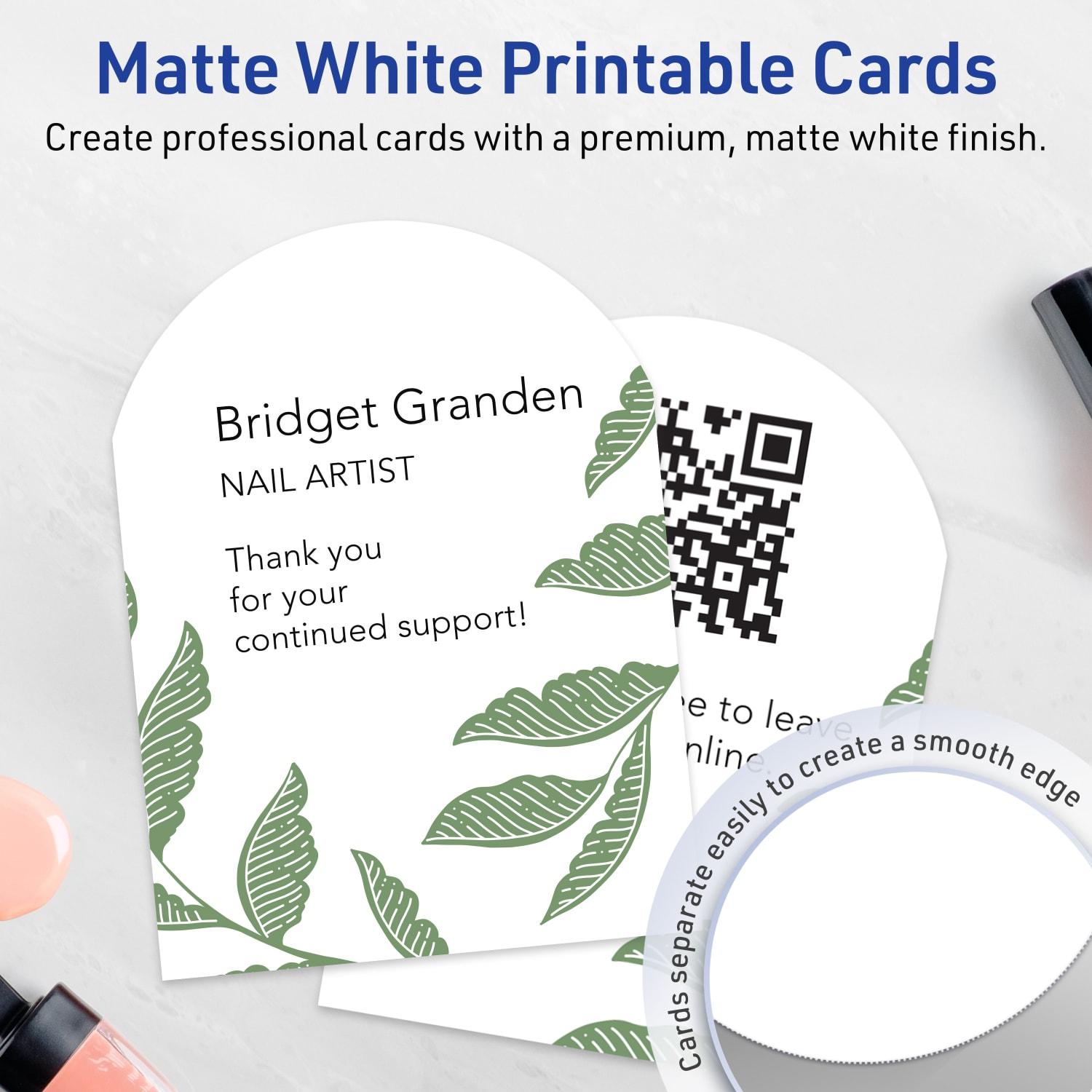 Avery Print-To-The-Edge Flat Cards With Sure Feed Technology, 4-3/4inx3-1/2in Arched, Matte White, Pack Of 200 - Image 4