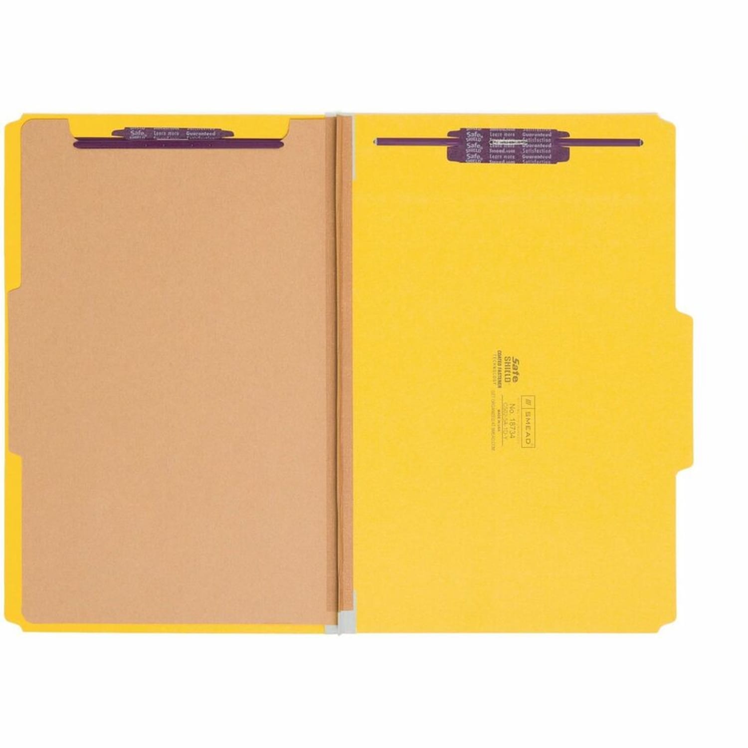 Smead Classification Folders, With SafeSHIELD Coated Fasteners, 1 Divider, 2in Expansion, Legal Size, 50% Recycled, Yellow, Box Of 10 - Image 4