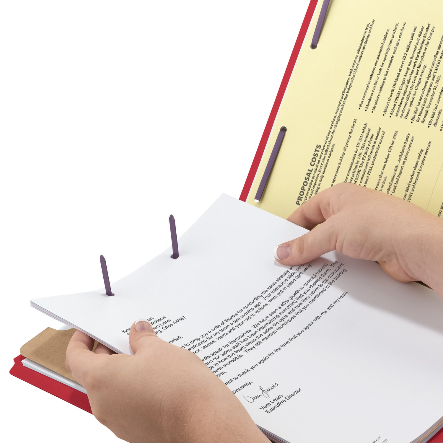 Smead Pressboard Classification Folders With SafeSHIELD Fasteners And 2 Pocket Dividers, Legal Size, Bright Red, Box Of 10 - Image 4