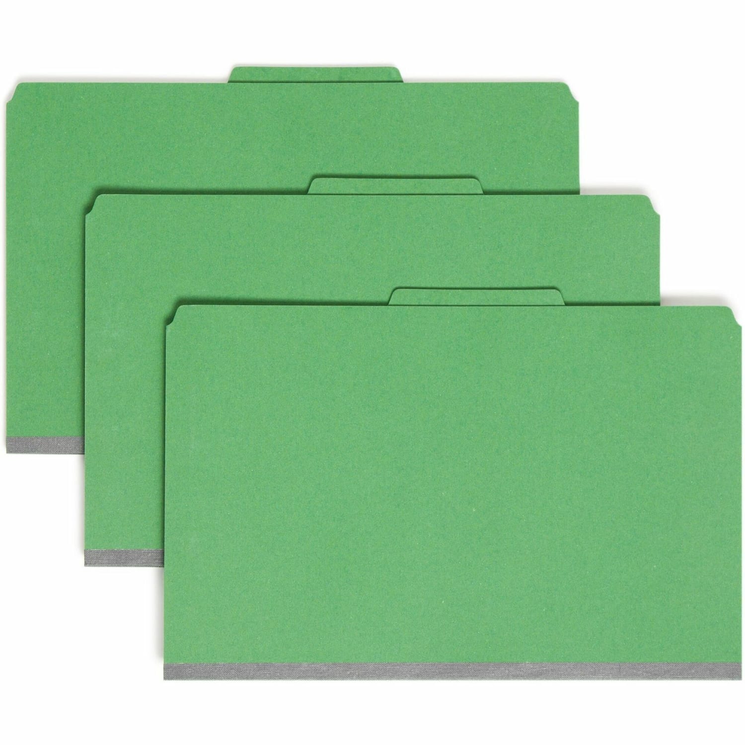 Smead Pressboard Classification Folders With SafeSHIELD Fasteners And 2 Pocket Dividers, Legal Size, 50% Recycled, Green, Box Of 10