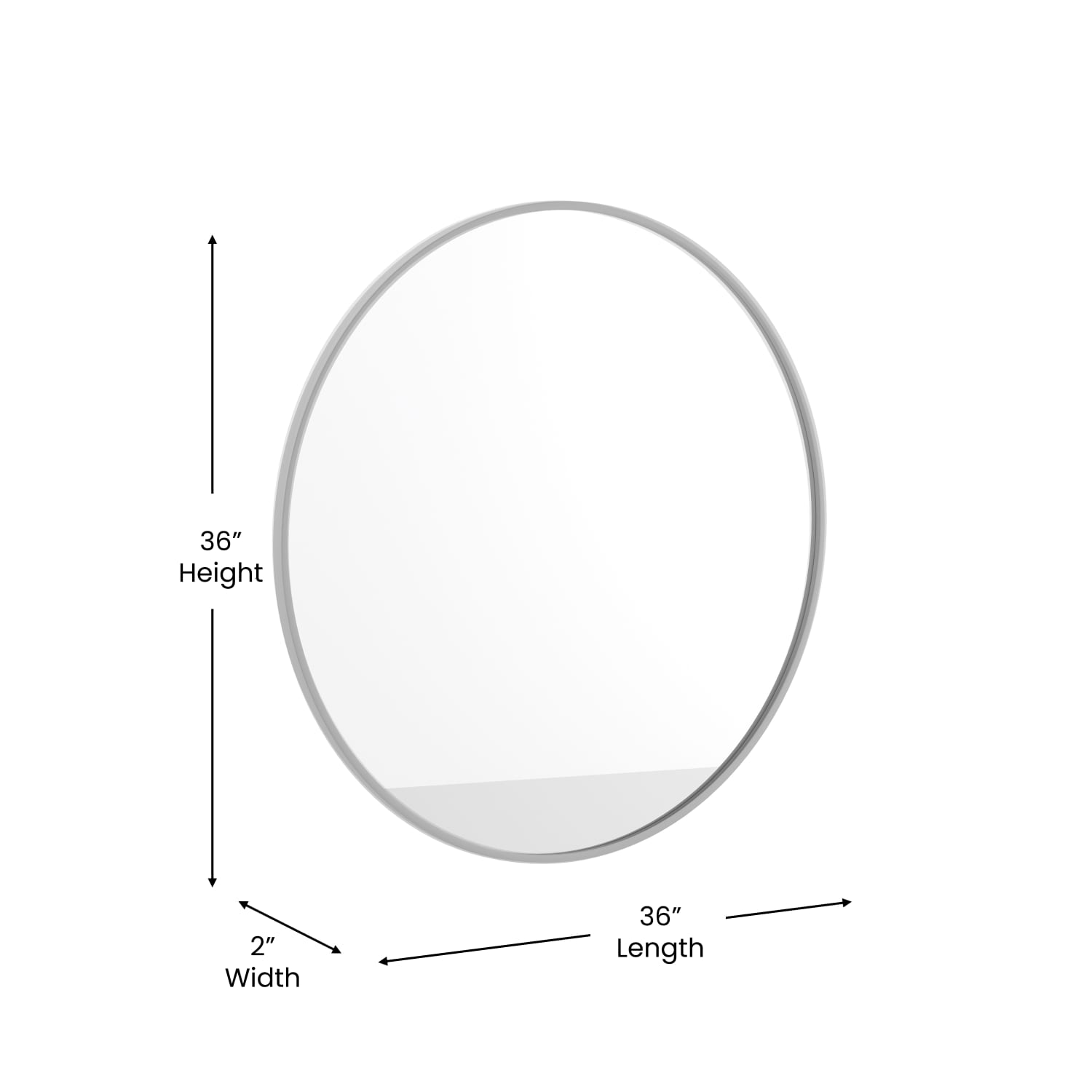 Flash Furniture Julianne Round Metal-Framed Wall Mirror, 36inH x 36inW x 3/4inD, Silver - Image 6