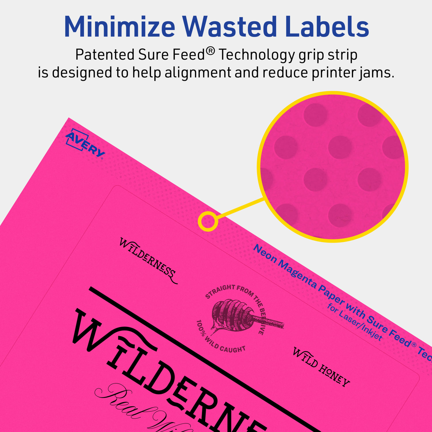 Avery Printable Labels With Sure Feed Technology, 94257-NMP80, Rectangle, 5in x 6in, Matte Neon Magenta, Pack of 160 - Image 5