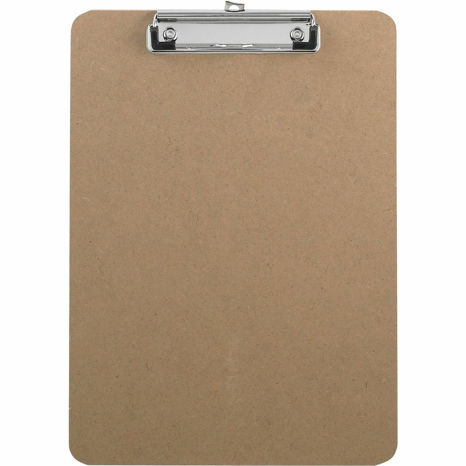 Business Source Flat Clip Clipboard - 9in x 12 1/2in Sheet Size - Hardboard - Brown - 1 Each