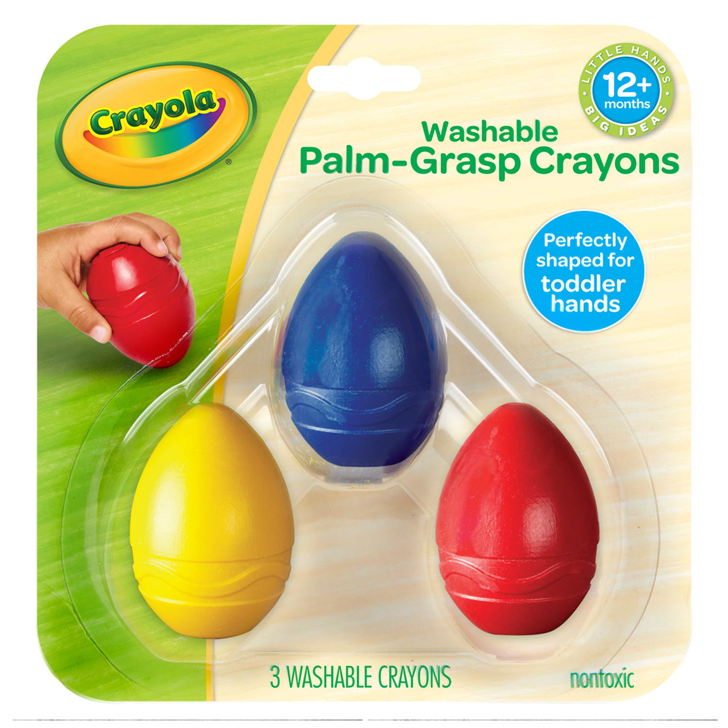 Crayola My First Crayola Washable Palm-Grasp Crayons, Large Size, Assorted Colors, 3 Crayons Per Pack, Set Of 3 Packs - Image 3