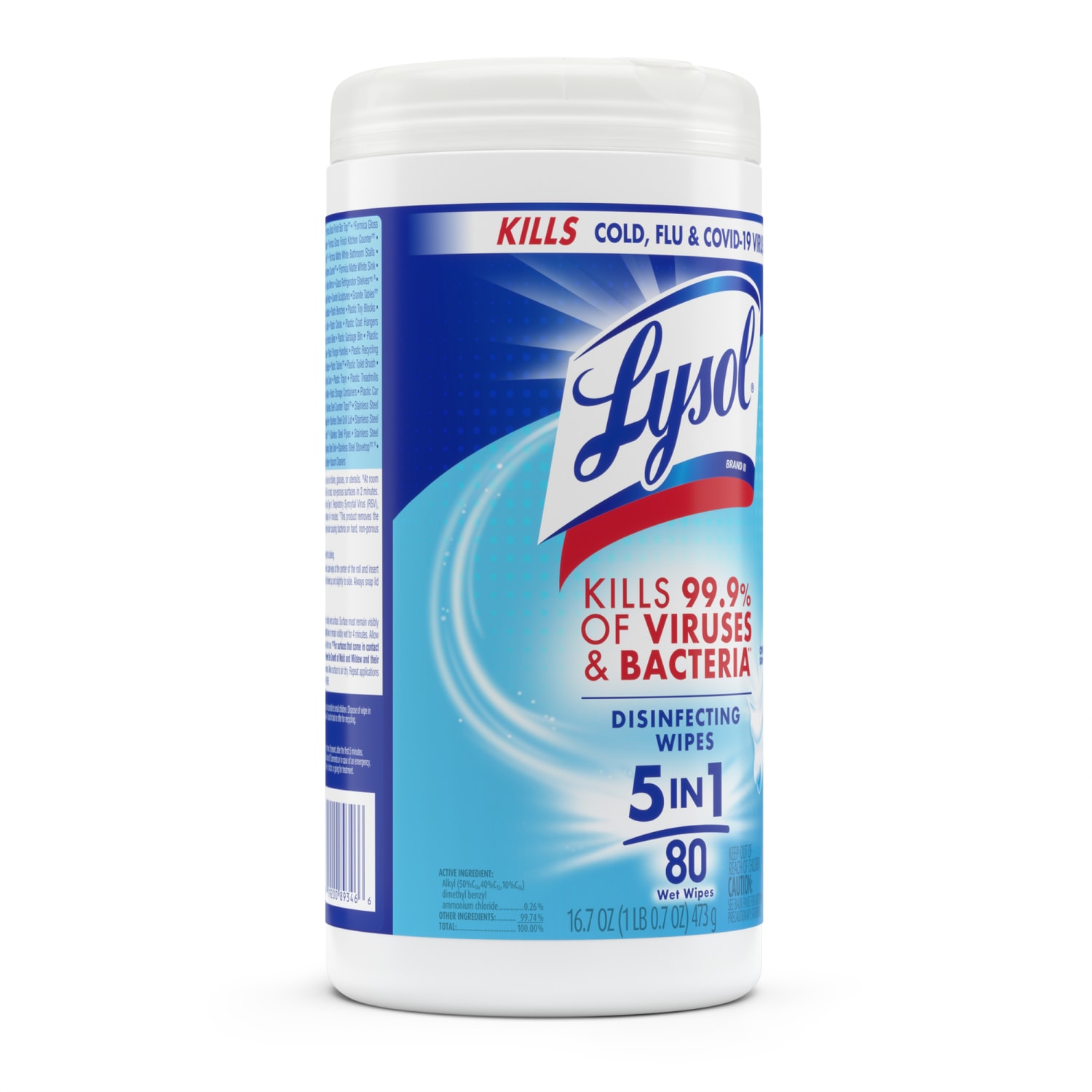 Lysol Disinfecting Wipes, Crisp Linen Scent, 8in x 8in, Canister Of 80 - Image 3